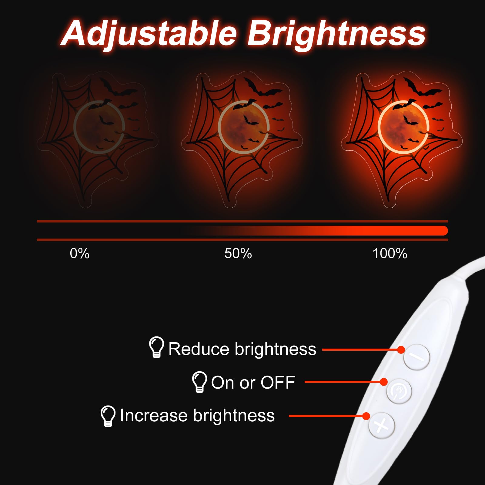 Spider Web Moon And Bats Corner Decor  Halloween Neon Sign  Fireplace Decor  Gift For Family  Spooky Wall Decoration  13.8X12.6