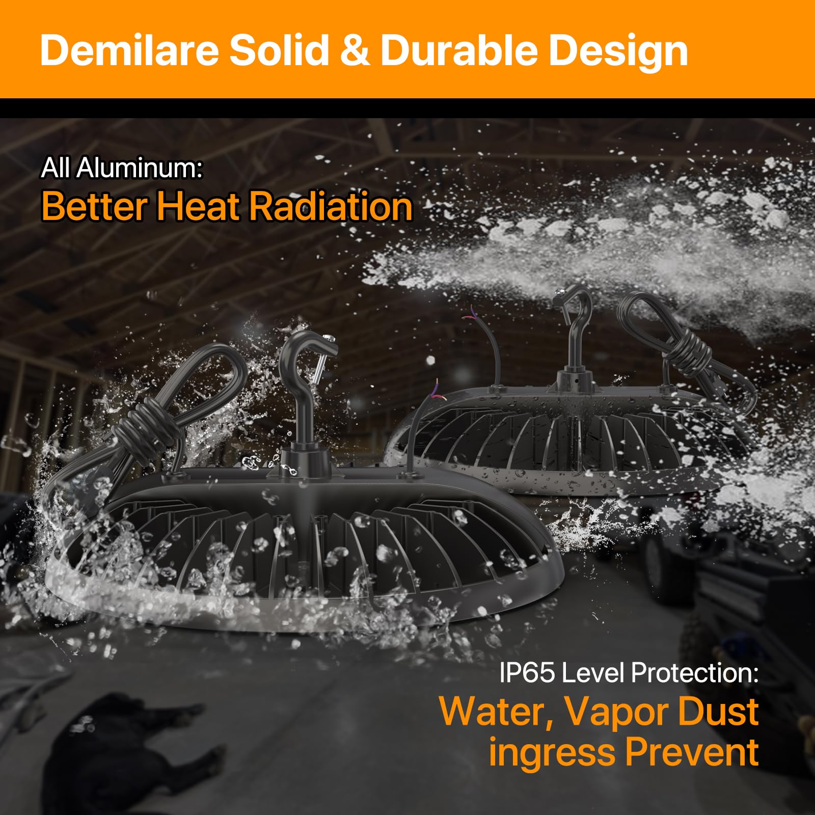 Demilare 250W Led High Bay Lights - 4 Pack Ufo High Bay Lights 37500 Lm, 5000K Daylight, 0-10V Dimmable, Ip65 Waterproof For Gar