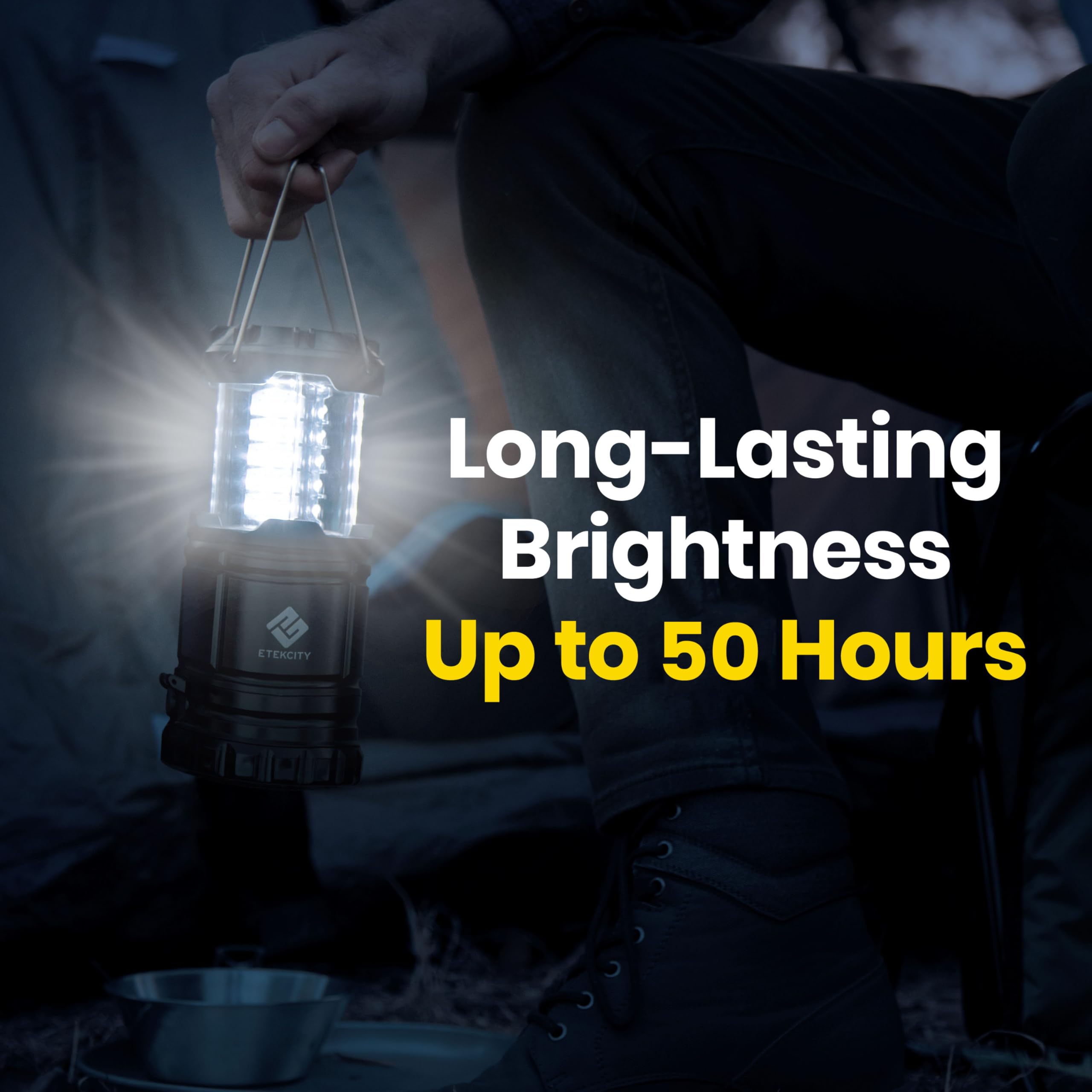 Etekcity Camping Lantern - LED Flashlight for Power Outages, 2 Pack, Black, ABS Material, Ideal for Emergencies and Hurricane Preparedness
