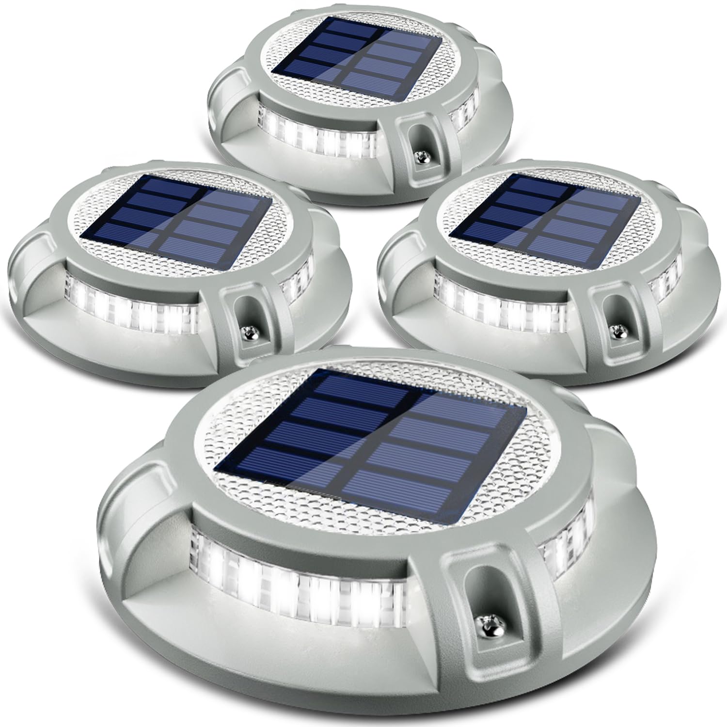 SIEDiNLAR Solar Driveway Lights 40 LEDs Waterproof 4 Pack White/Warm Dynamic Lighting Model SD0314G-WY-4PK