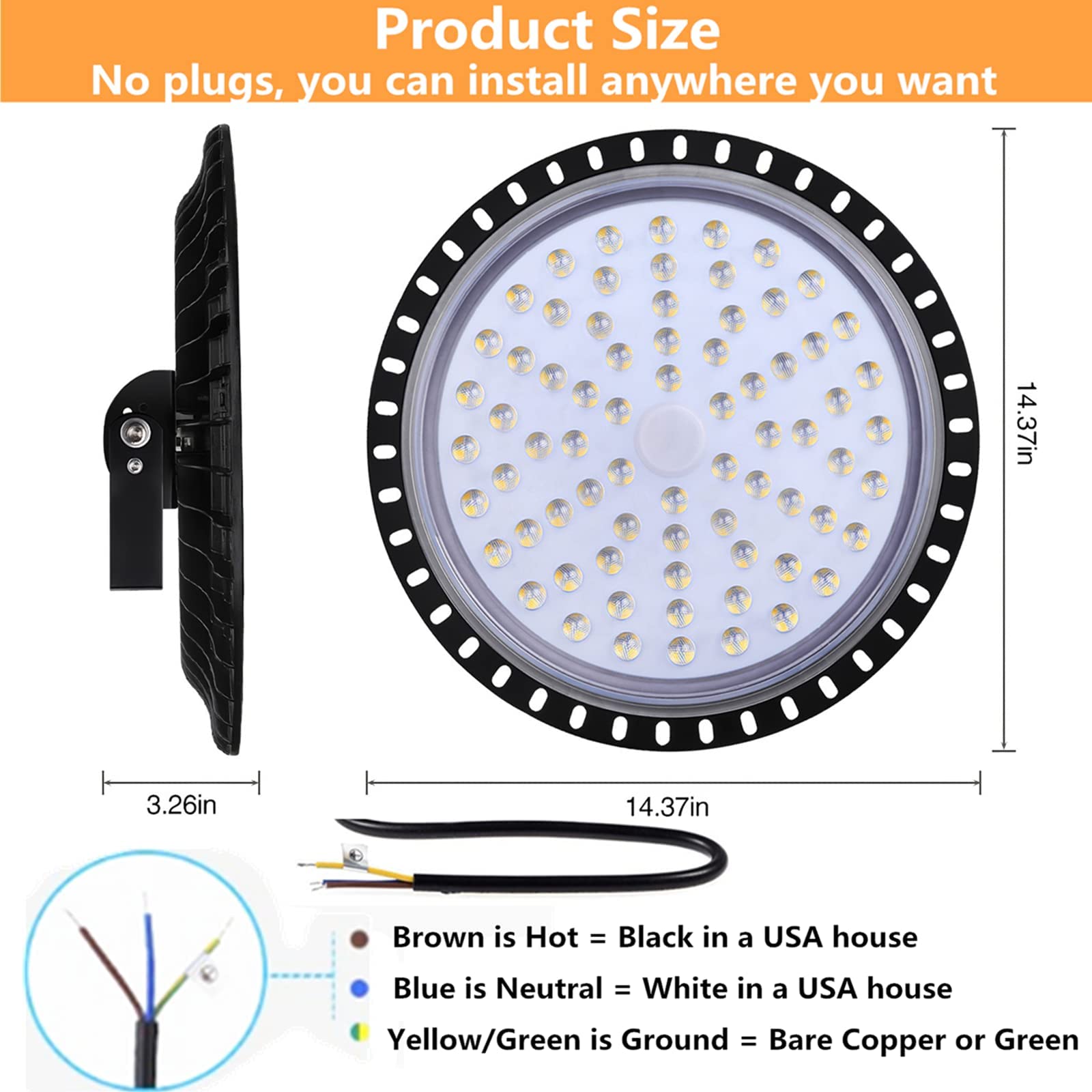 Chunnuan UFO LED High Bay Lights, 300W 30000LM, 6500K Daylight, Waterproof, 2 Pack