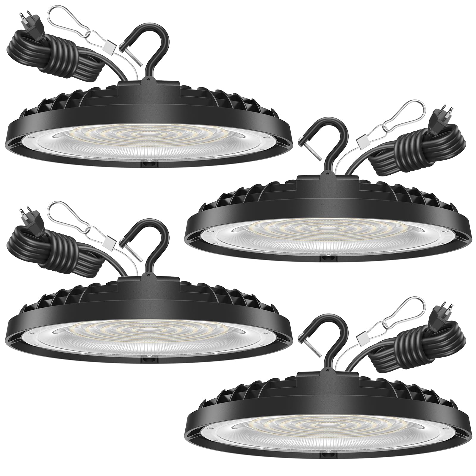 Flakeeper 150W UFO LED High Bay Light, 21,000LM Shop Light with US Plug 5ft Cable 5000K 120VAC IP65 Waterproof Lighting Fixture 
