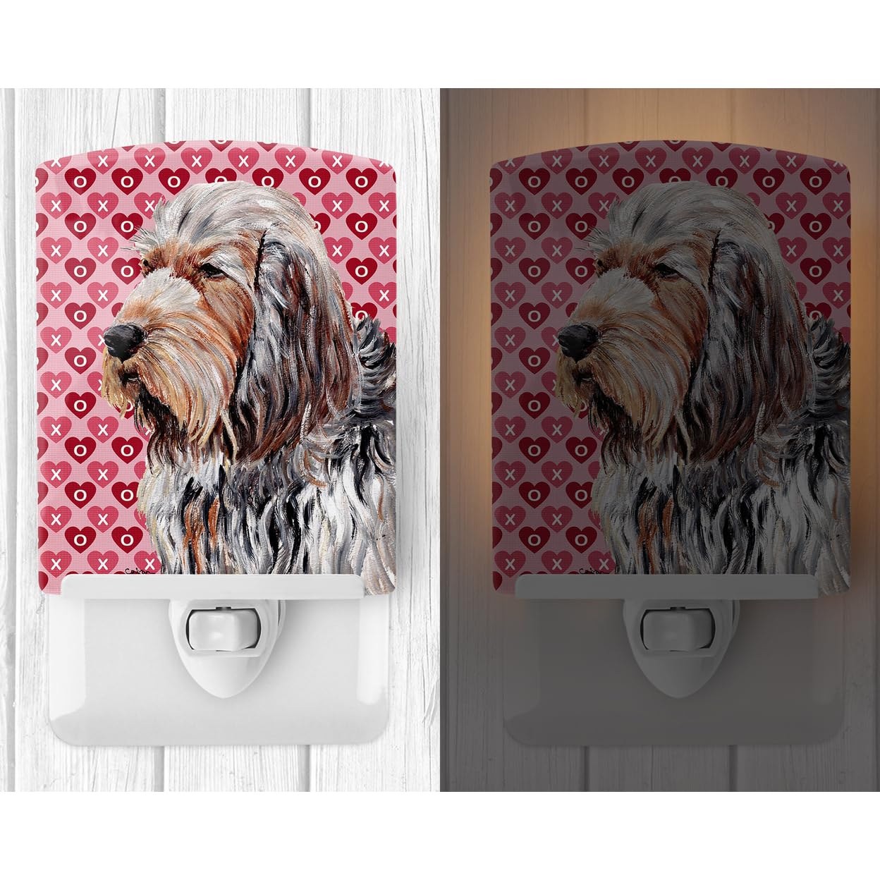 Carolines Treasures Ceramic Night Light, Otterhound Hearts Design, UL-Certified, 6x4x3in, Multicolor, Model SC9708CNL