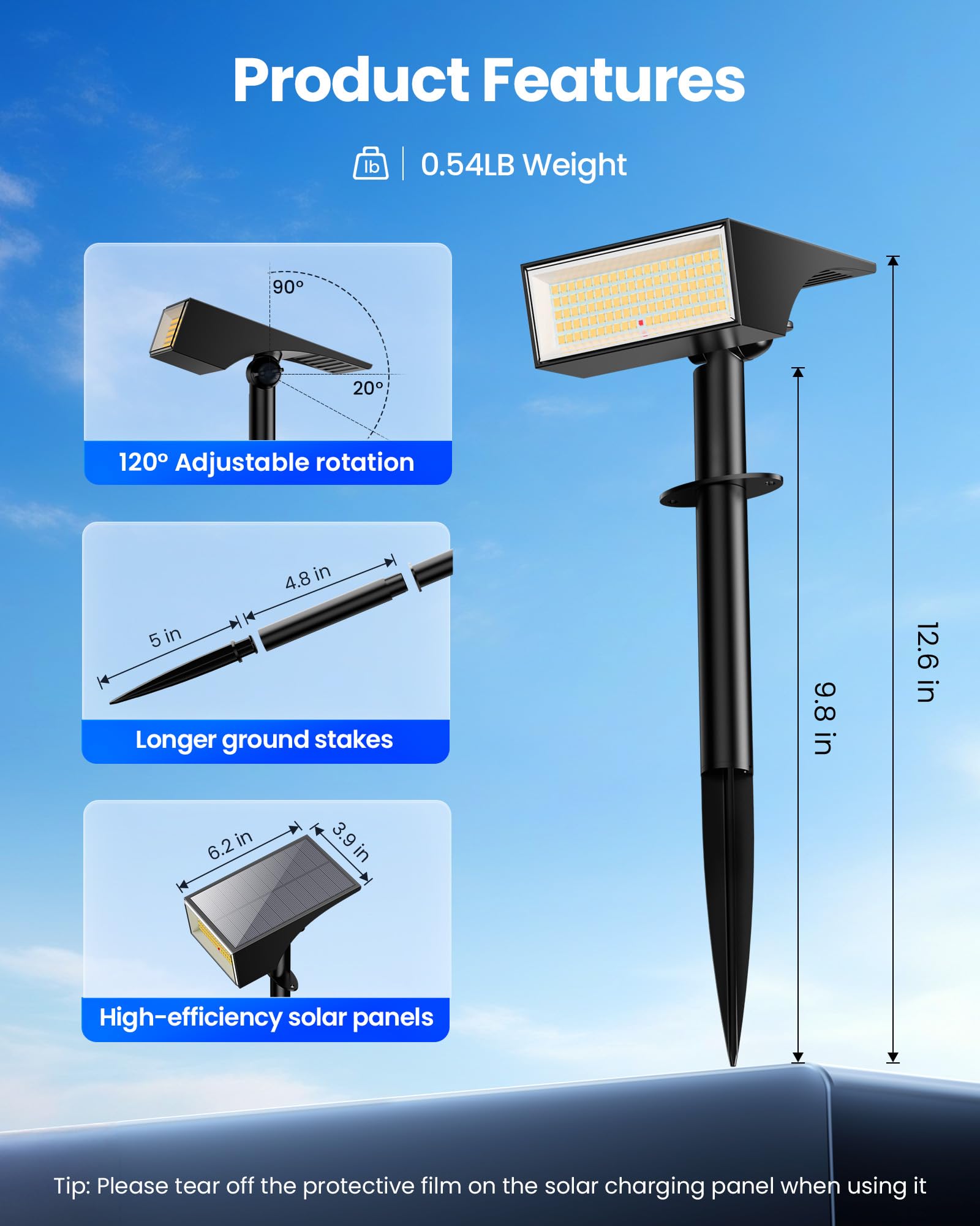 Koicaxy Solar Spot Lights Outdoor Waterproof Ip65, 100 Leds 4 Lighting Modes Landscape Spotlights For Yard, Garden, Pathway, Wal