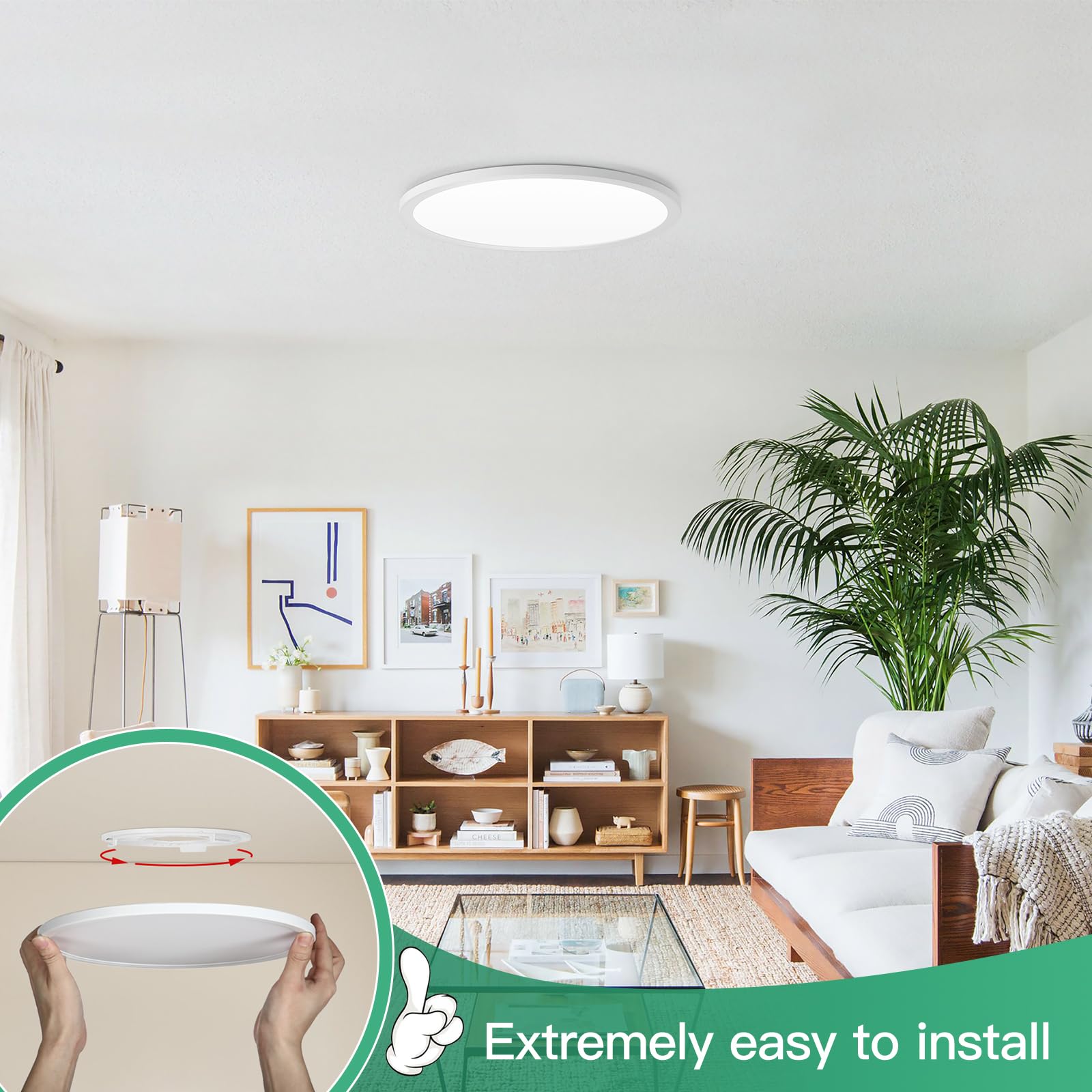 Brightever 9 Inch Flush Mount Led Ceiling Light Fixture, 5-In-1 Cct 2700K/3000K/4000K/5000K/6500K Selectable, 180W Equivalent, 2