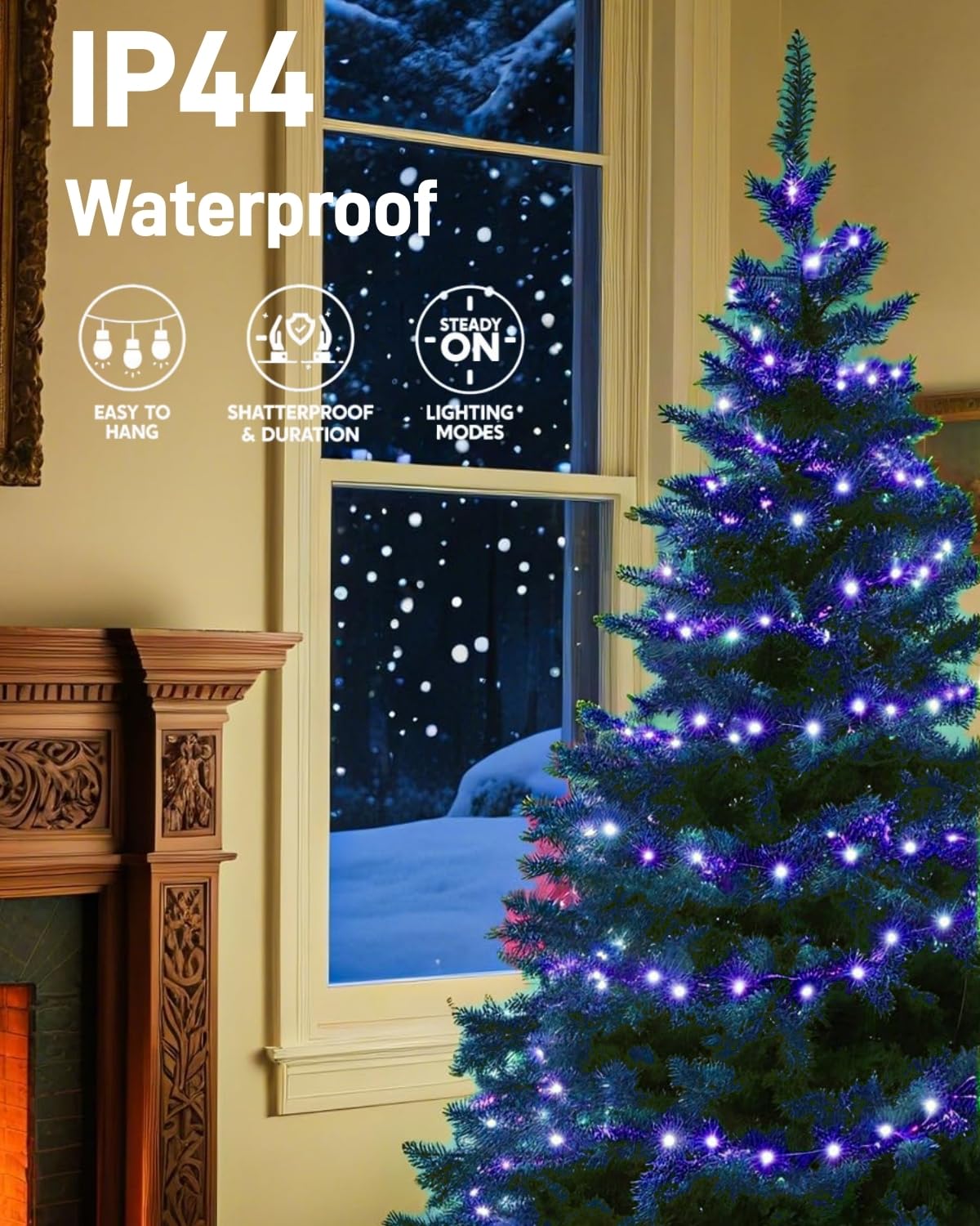 Wabarle Christmas Lights 100 Count Connectable 21ft Blue Incandescent String Lights for Indoor Outdoor Decor