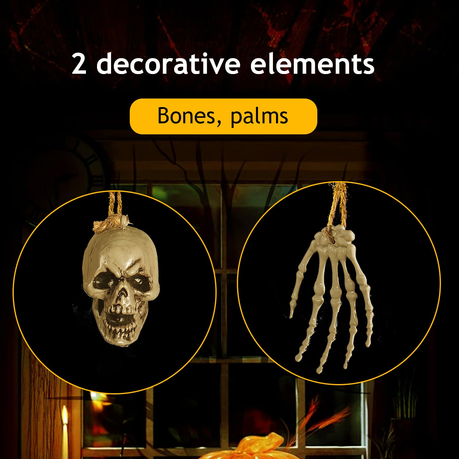BEABOO Halloween String Lights, 6FT 26LED Battery Operated Skeleton Hand, Indoor Outdoor Decor