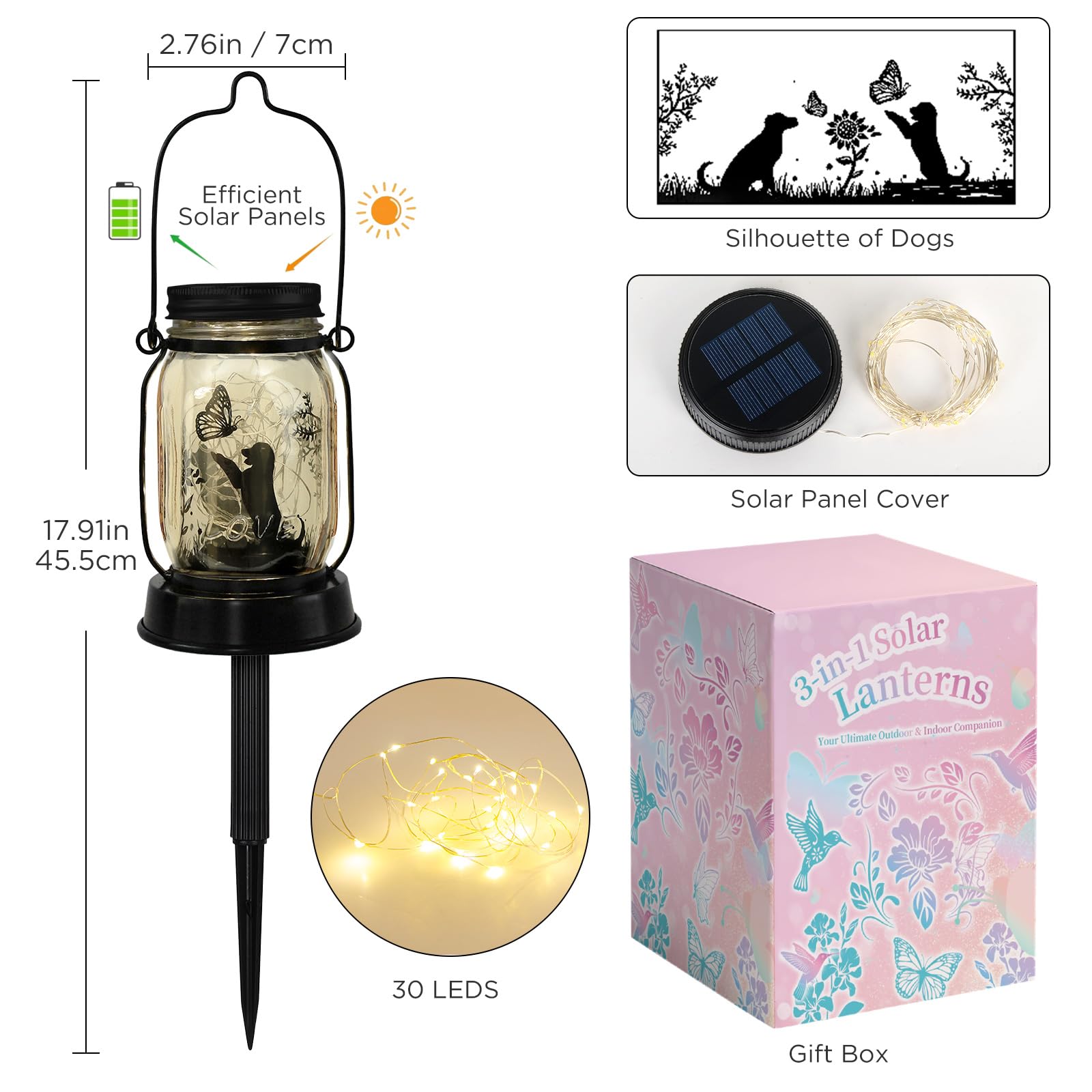 Kyoryuger Dog Solar Lanterns Retriever Dog Solar Lights Golden Retriever Gifts For Women Men Dog Lovers Gifts Decorative Hanging