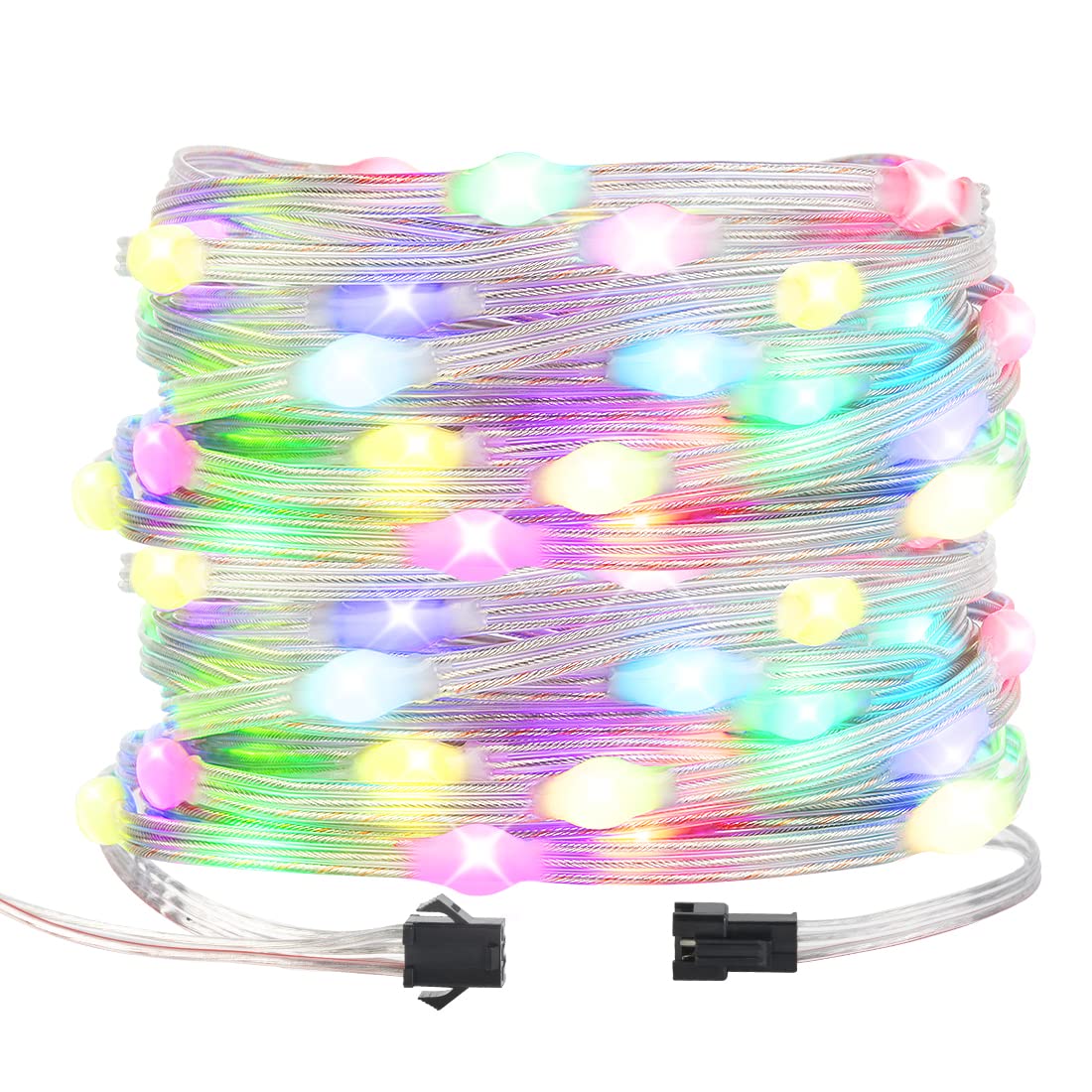 BTF-LIGHTING WS2812B RGB Pebble Pixel Light String 100LEDs 32.8FT DC5V Multicolor