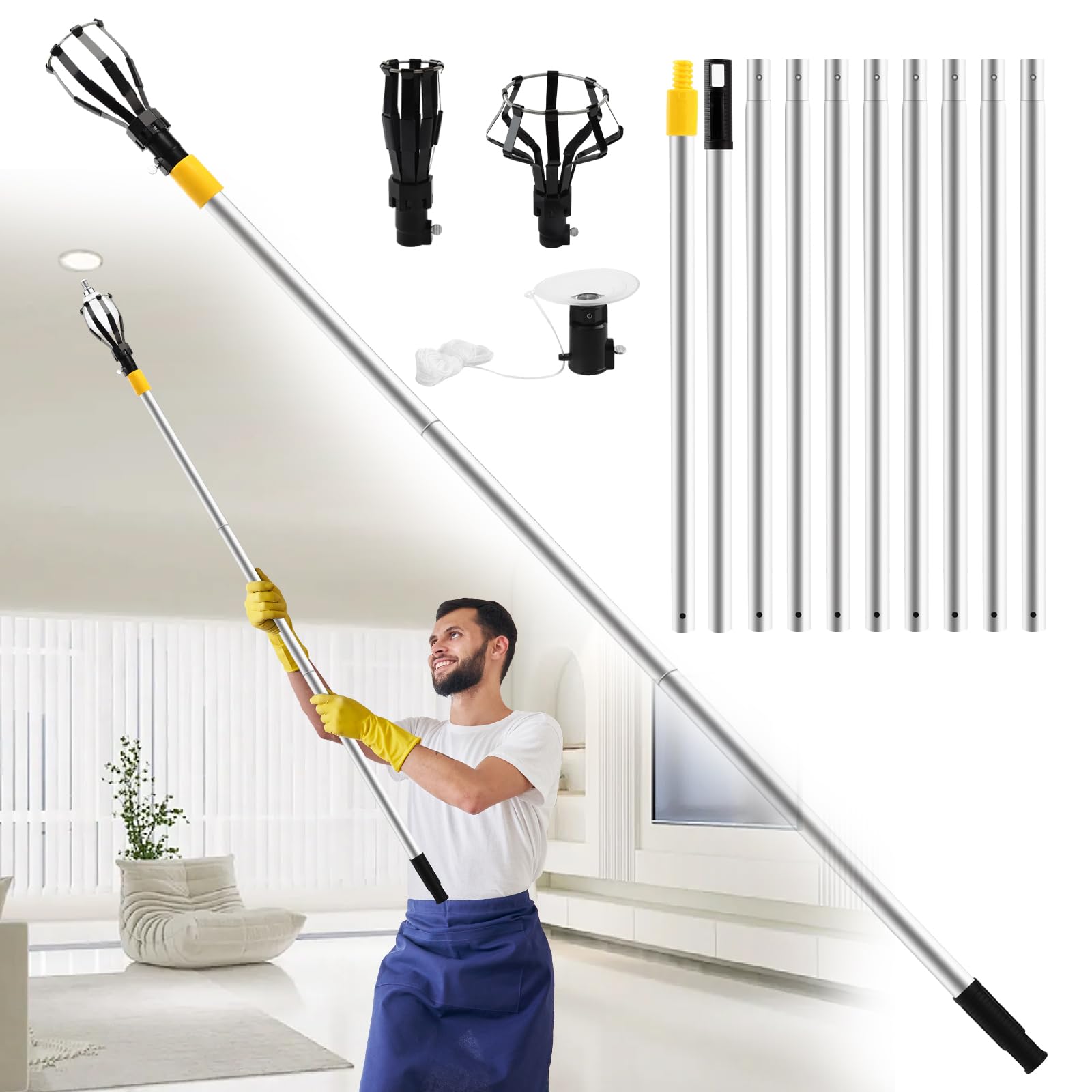 13Ft Light Bulb Changer For High Ceilings Light Bulb Changer Pole Ceiling With Pole High Ceiling With Baskets And Suction Cup Te