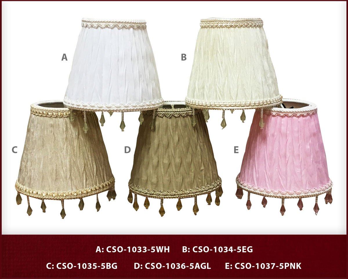 Royal Designs, Inc. Clip On Ruche Pleated Empire Chandelier Lamp Shade Flame Clip Fitter, Cso-1037-5Pnk, 3 X 5 X 4.5, Pink, 1 Pack
