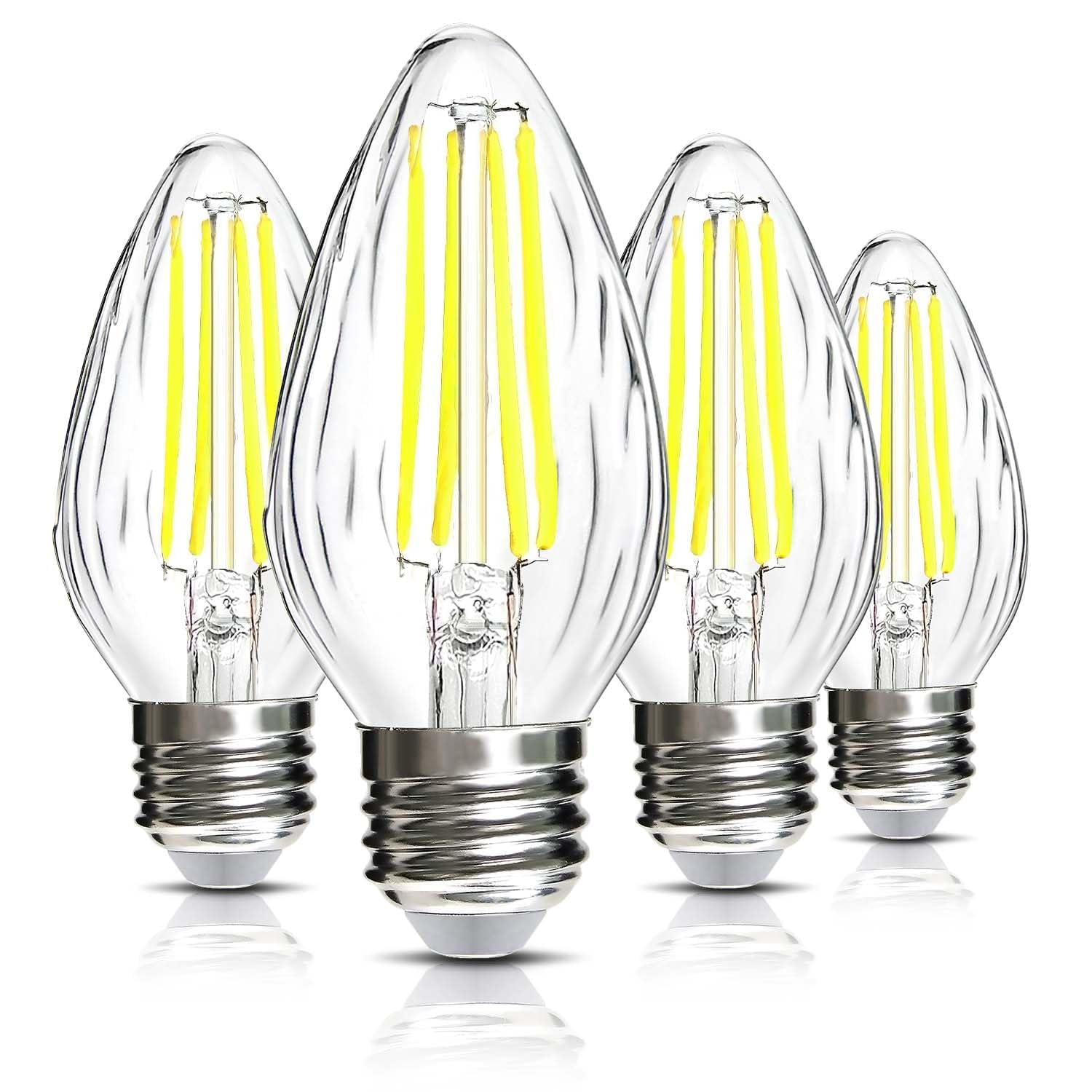 Brimax F15 8W Led Light Bulbs, Daylight White 5000K,75W - 80W Incandescent Equivalent,Dimmable,E26 Medium Base,Flame Wrinkle Gla