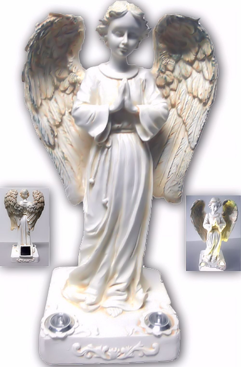 BRILLIANT AND MO Solar Angel Lights - 2 Yellow LED, White Polyresin, Model 14124307, Light Yellow Shade