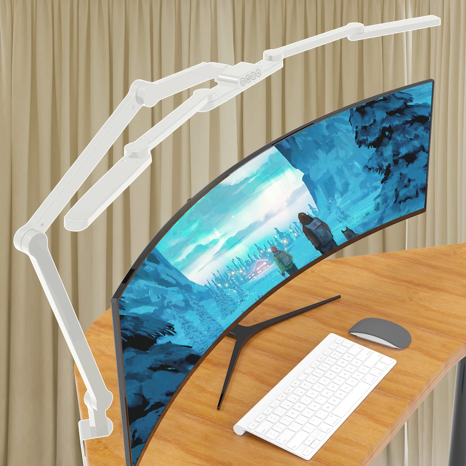 EPABINA LED Desk Lamp for Home Office, 41.5'' White Clip on Architect Desk Lamp with Clamp, 24W Adjustable Dimmable Bright Swing