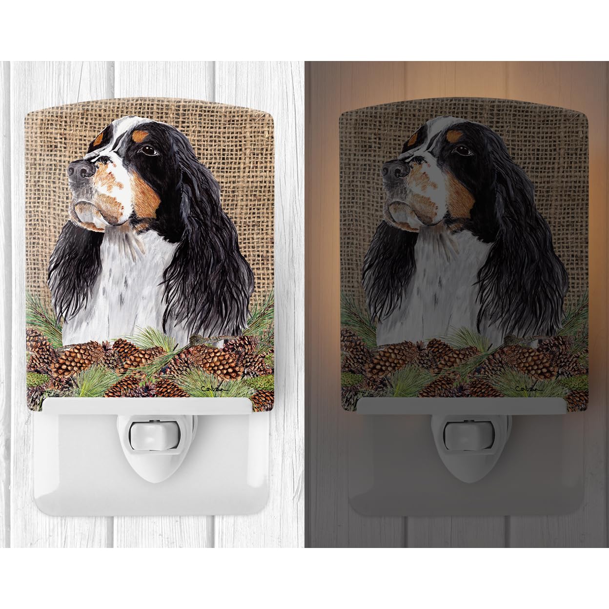 Carolines Treasures Ceramic Night Light, Springer Spaniel, 6x4x3in, Model SC9048CNL, Ideal for Bedroom, Bathroom, Kitchen