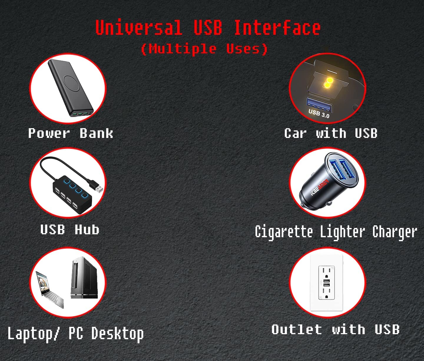 Icbeamer Smart Usb Adjustable Brightness Color: Yellow, Auto Led Interface Plug-In Miniature Night Light Led For: Automotive Car Van Pickup Truck Interior Trunk Ambient Atmosphere Light