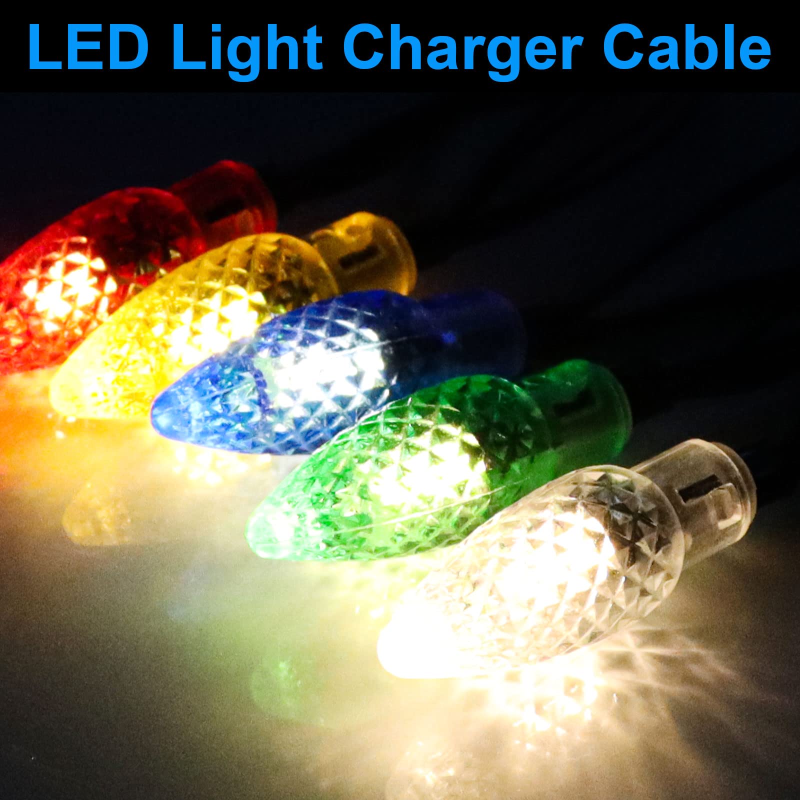 2Pack LED Christmas Lights Charging Cable,USB and Bulb Charger,50inch 10led Multicolor Available with Phone 5,5s,6,6plus,6s,6s P