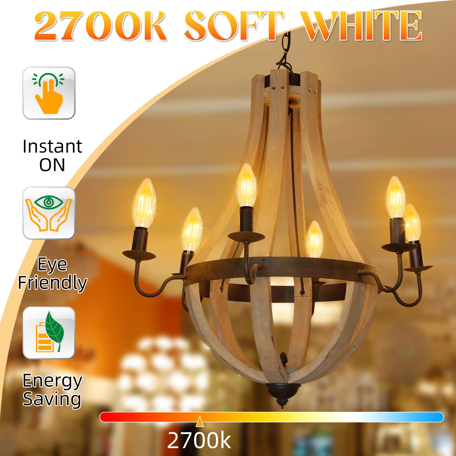 Gvvoohome E12 Candelabra Bulb 40 Watt, E12 Led Bulb Non-Dimmable Chandelier Light Bulbs, B10 Candle Light Bulbs 2700K Soft White