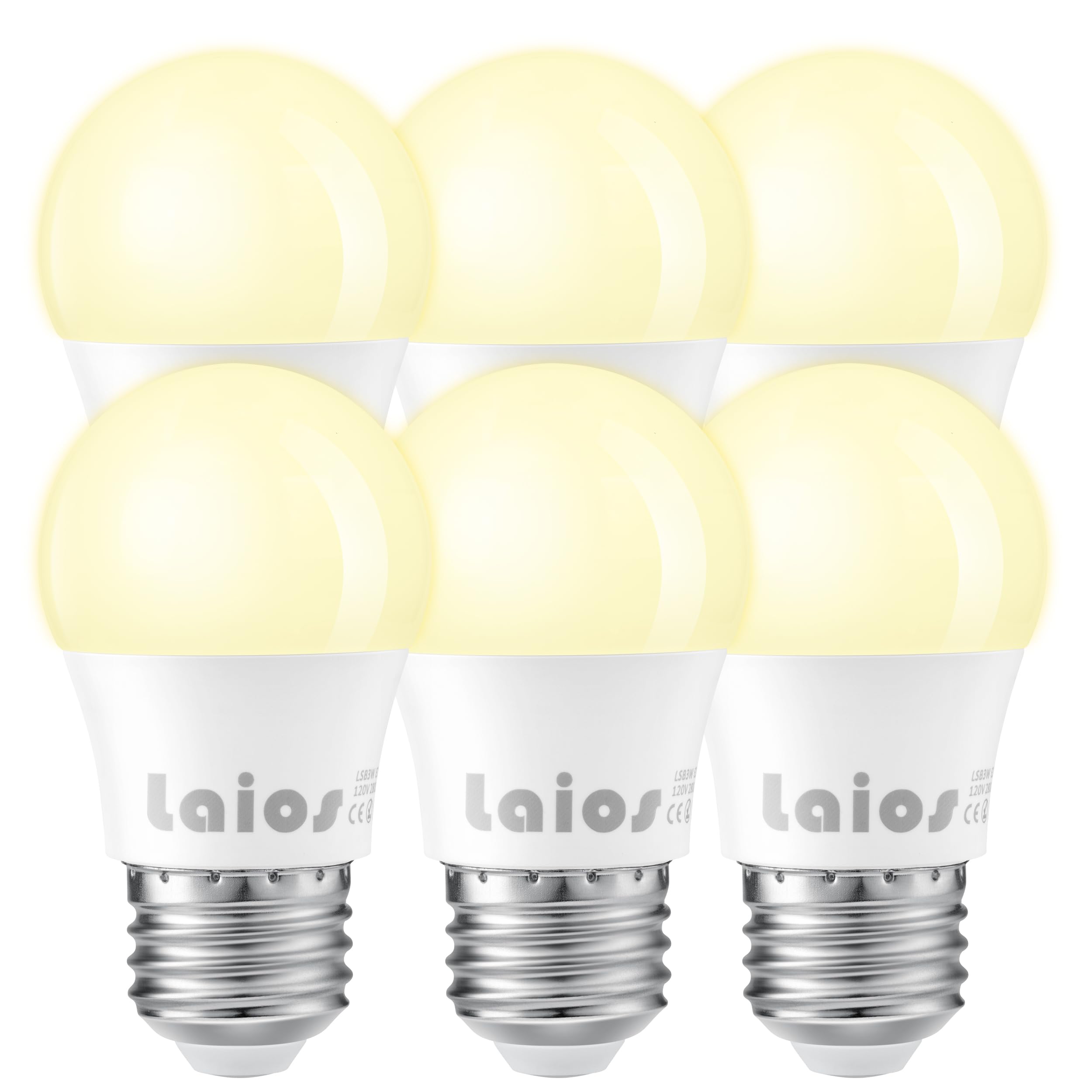 Laios E26 Led Light Bulb A15 Shape, 3W Replace 30W, 300Lm, Soft White 2700K, 120V Medium Screw Light Bulb, Pack Of 6, Non Dimmab