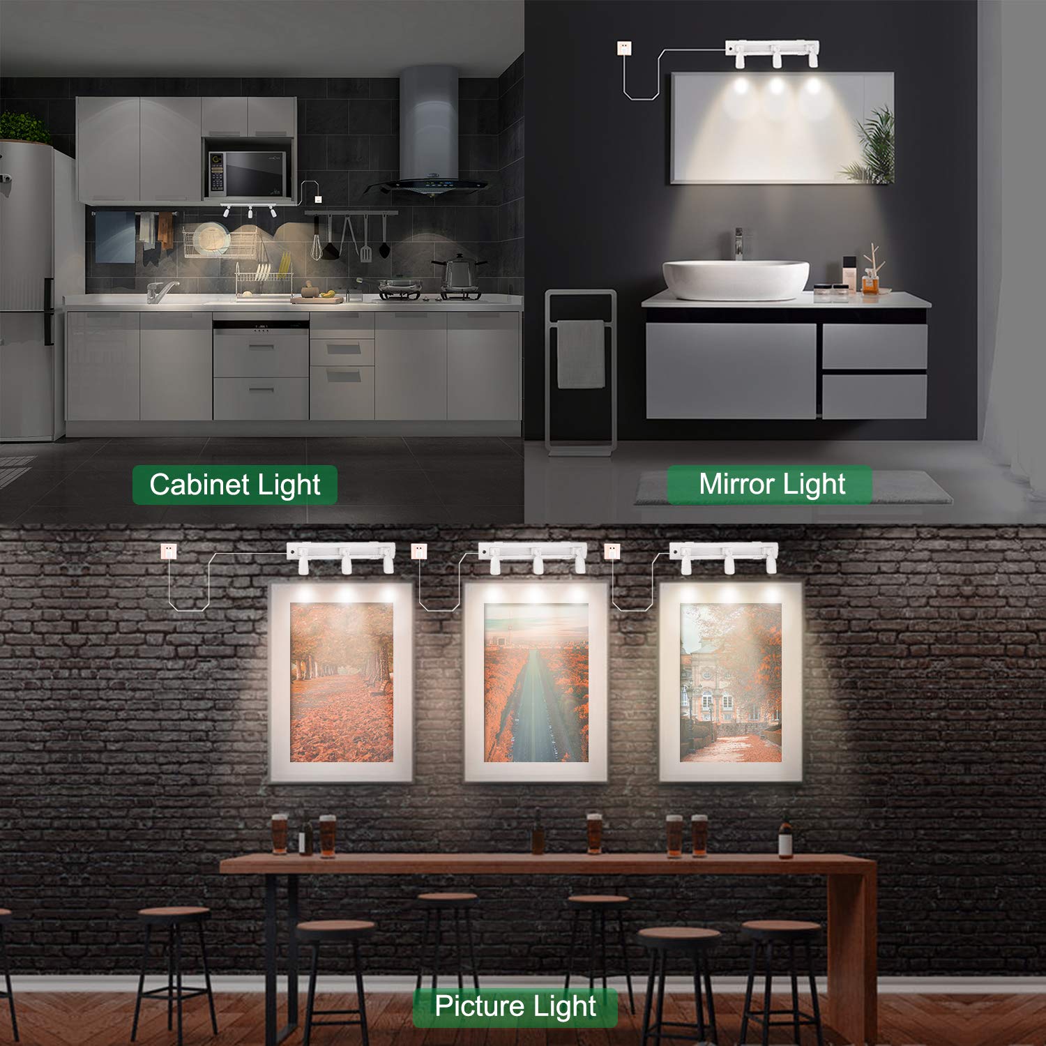 BIGLIGHT LED Track Light - Dimmable, Rotatable Heads, Plug-in Spotlight, White, Model B1830IR-AC