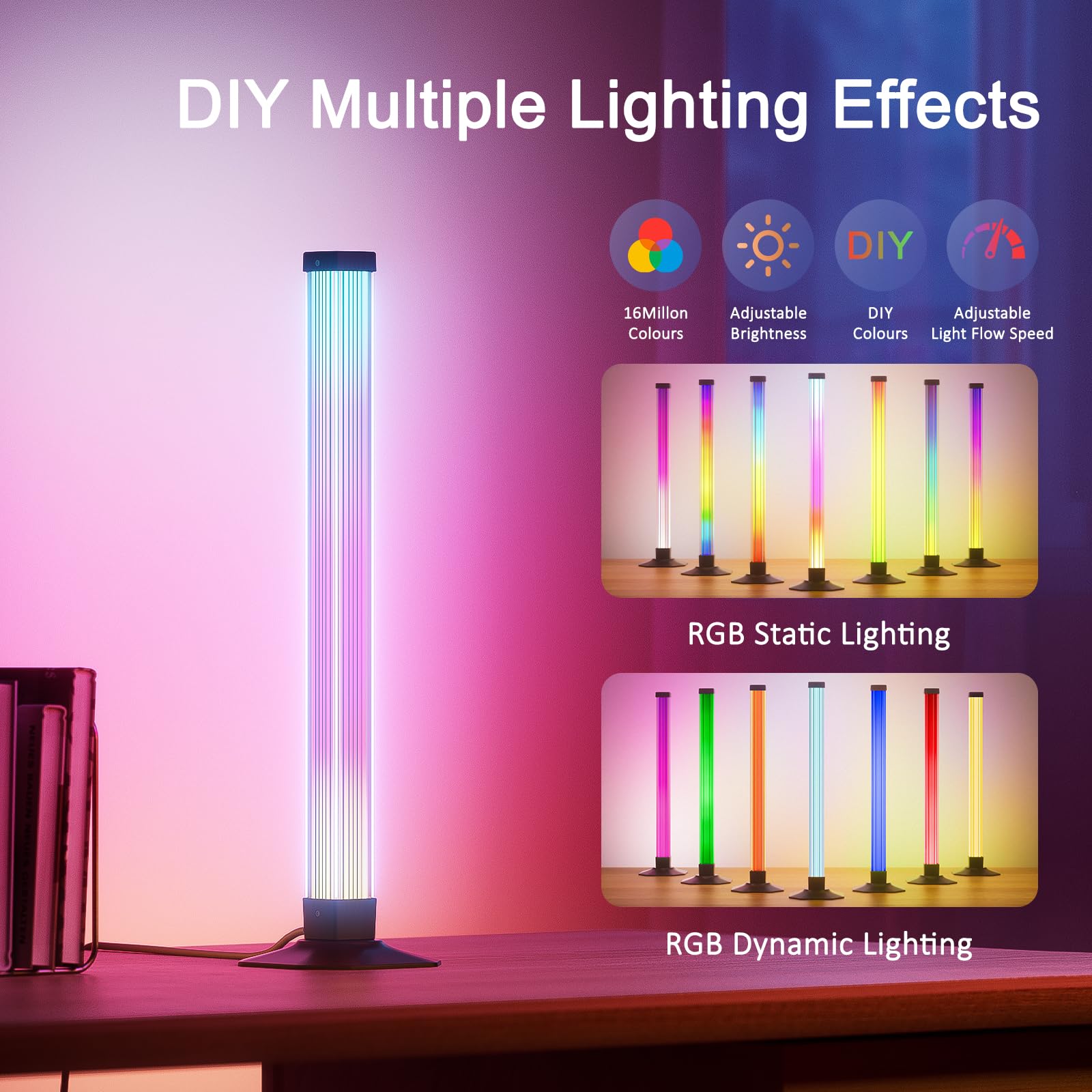 Crystal Rgb Light Bar, Music Sync Rgb Ic Led Lights Bars, Usb Powered Ambient Lighting, Color Changing Backlight For 40-60 In Tv