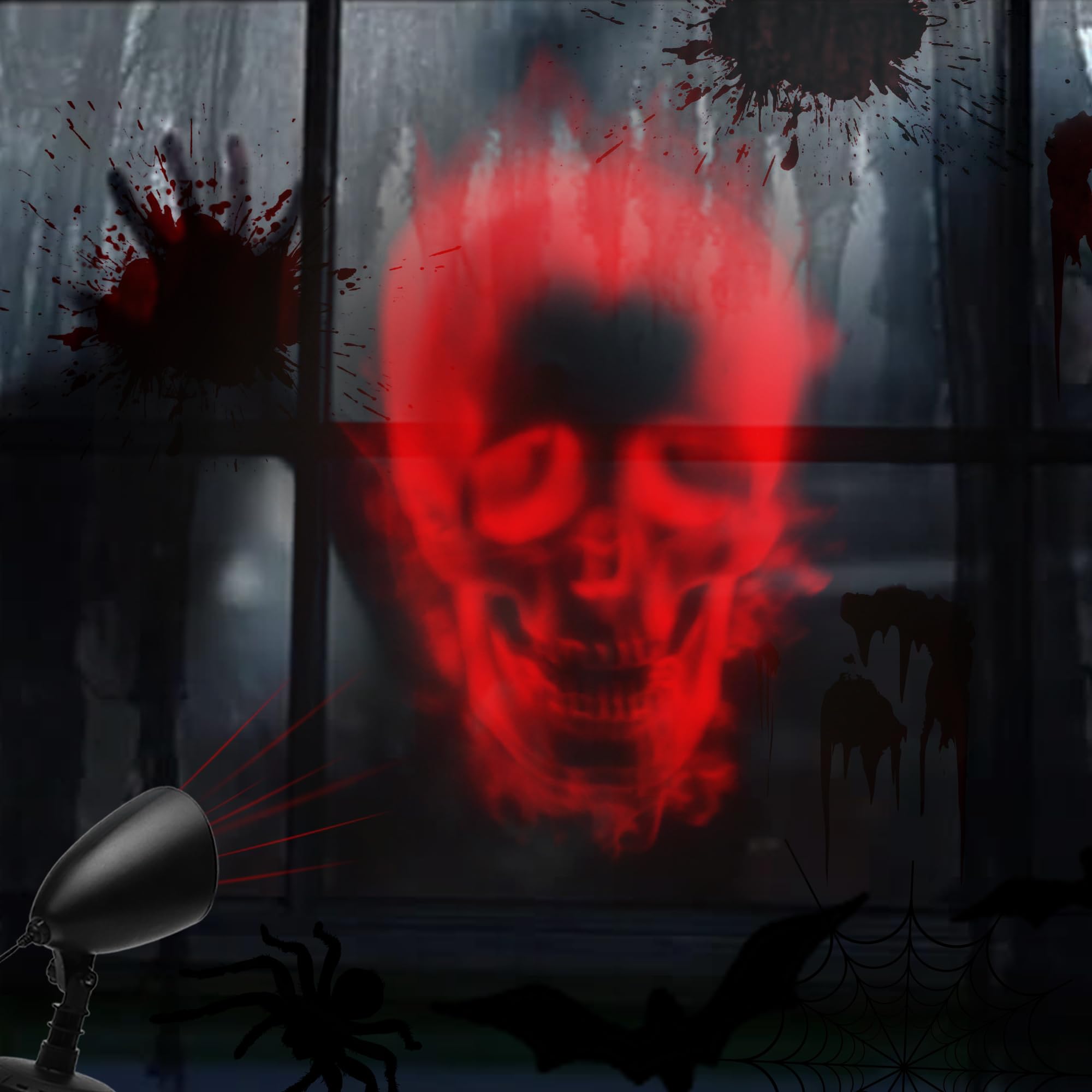 Halloween Projector Lights Outdoor Indoor - 3D Dynamic Red Skull Projector Decorations Lights With Timer  Waterproof Halloween Light For Wall  Window  Ground  Roof  Cemetery  Holiday Decor