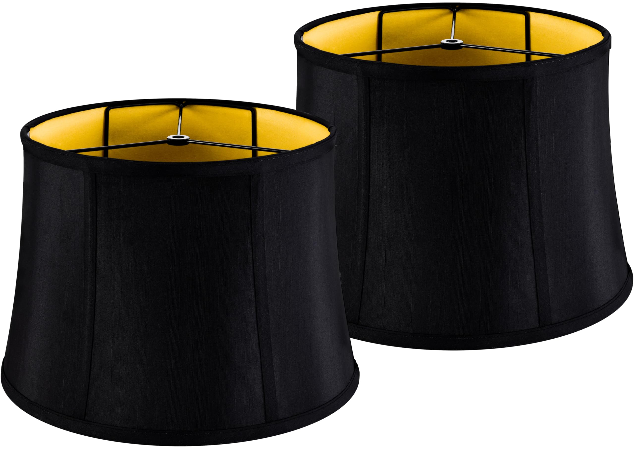 GOSO Black Lamp Shades Set of 2 Large Drum Lampshades -12x14x10 inch (Spider) Foldable Lamp Shade for Floor Lamps Table Lamp Nat