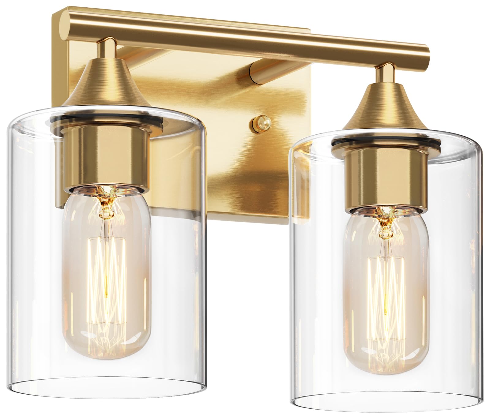 Xpehk Gold Vanity Lights For Bathroom,2-Light Bathroom Light Fixtures,Brushed Brass Gold Wall Sconce Lighting,Modern Wall Lamp F