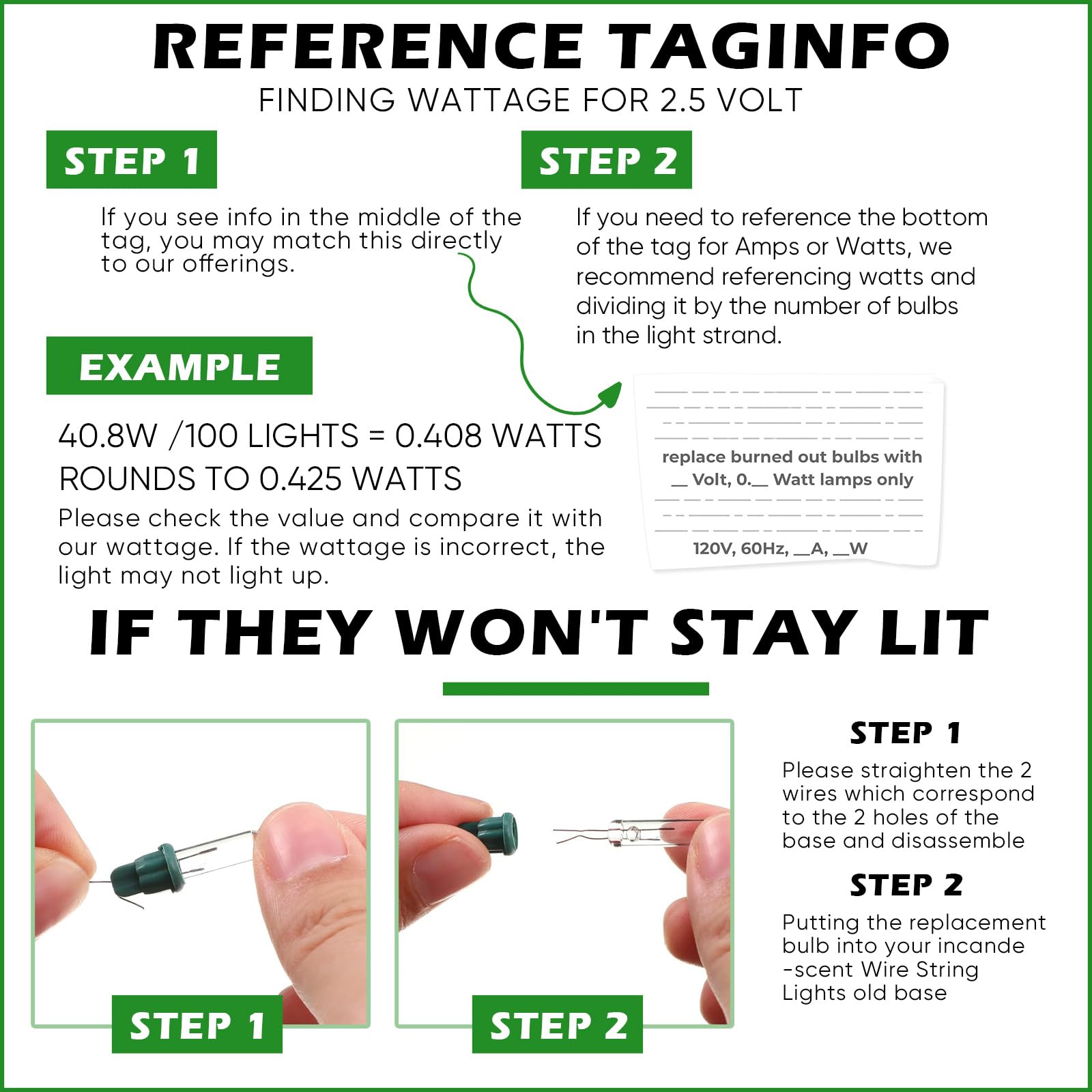 Mudder 50 Pcs Replacement Mini Light Bulbs Christmas Tree 2.5 V Incandescent Glass String Light Bulbs With Base Indoor Outdoor Xmas Decoration, 0.17 Ampere, 0.425 Watt (Clear,Green)