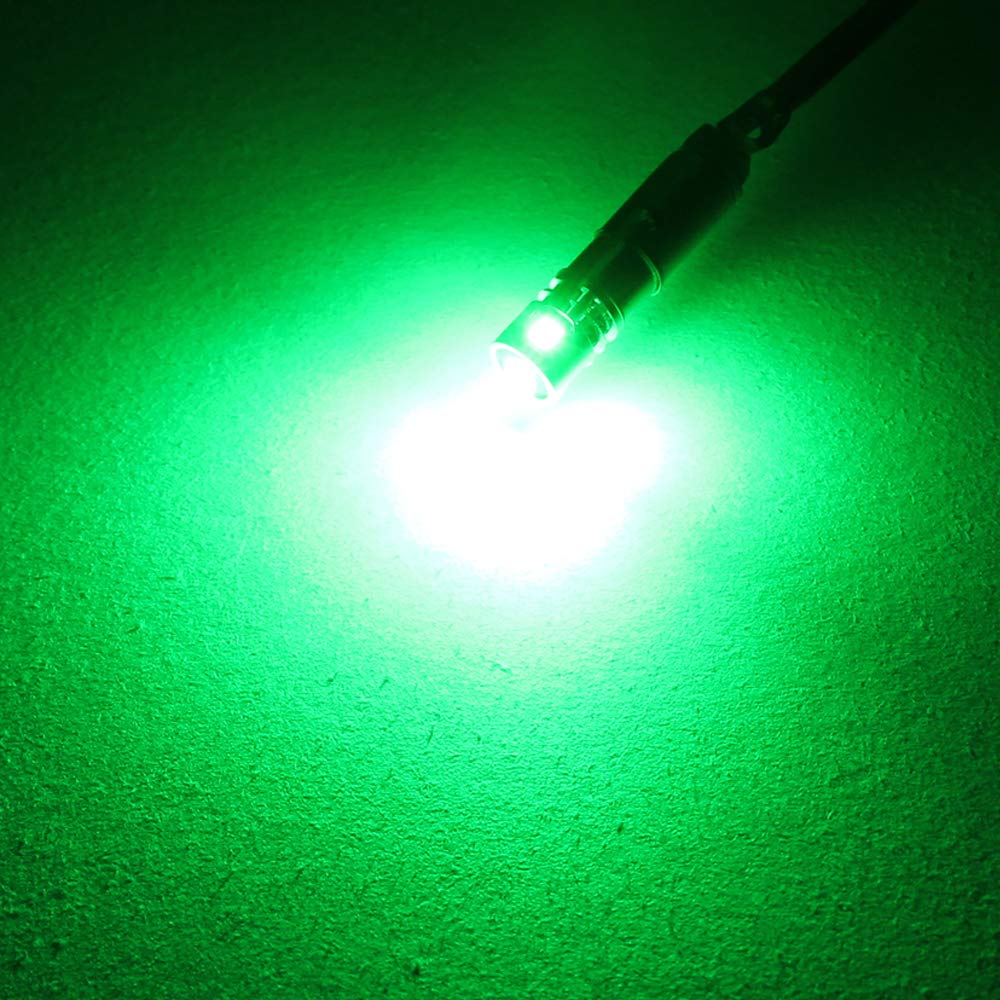 PHINLION LED Bulbs 5-SMD BA9 BA9S 1891 1893, Green, Aluminum, for Dome, Map, License Plate Lights