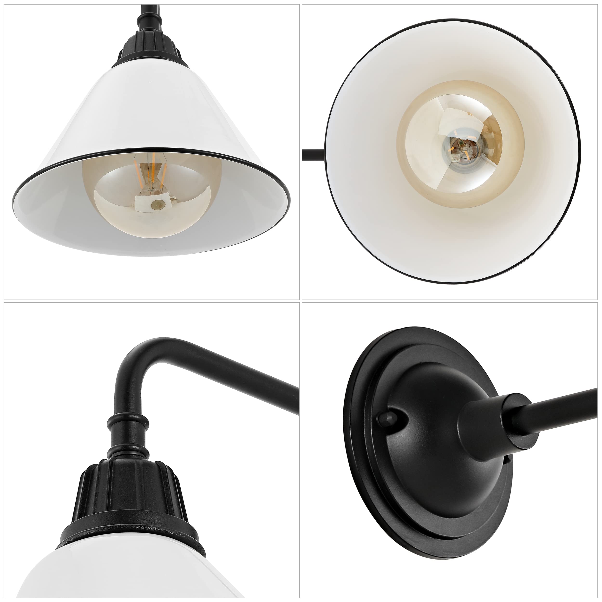 JONATHAN Y Croydon 1-Light Outdoor Sconce, Metal, 9.63in, White/Black, Model JYL7612A, Farmhouse Industrial Design