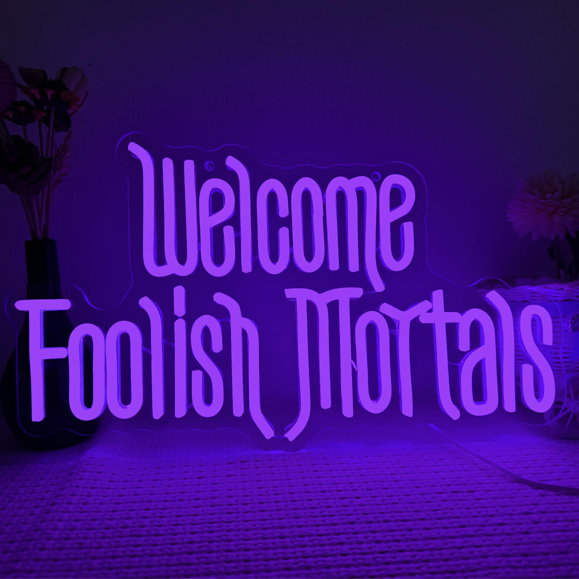 Symone Neon Sign, Dimmable Coffin LED Wall Decor, 16.1 x 9.4 in, Purple, Haunted Mansion Theme