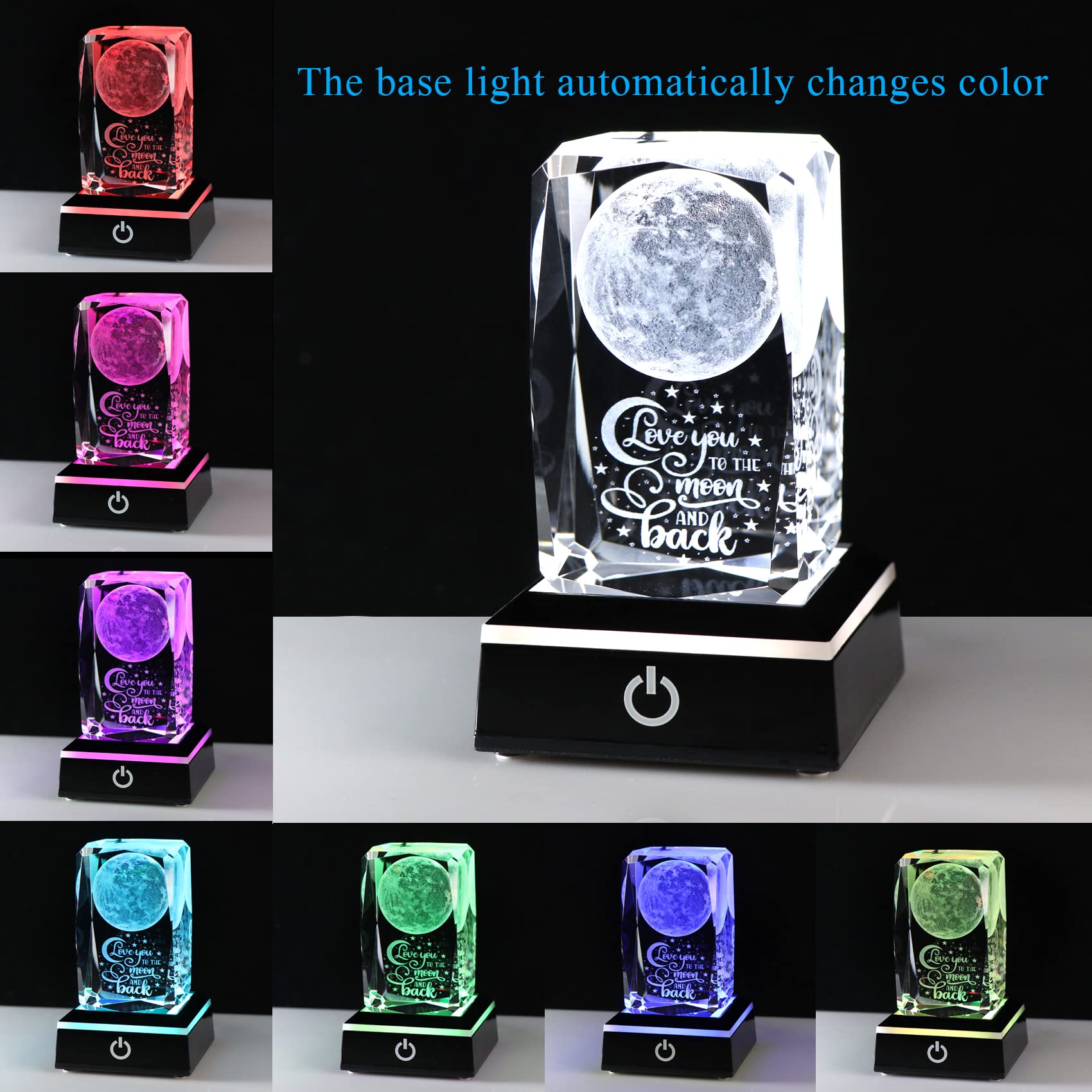 Movdyka I Love You to the Moon & Back Crystal Engraved Gifts for Mom from Daughter - Unique Anniversary & Birthday Present