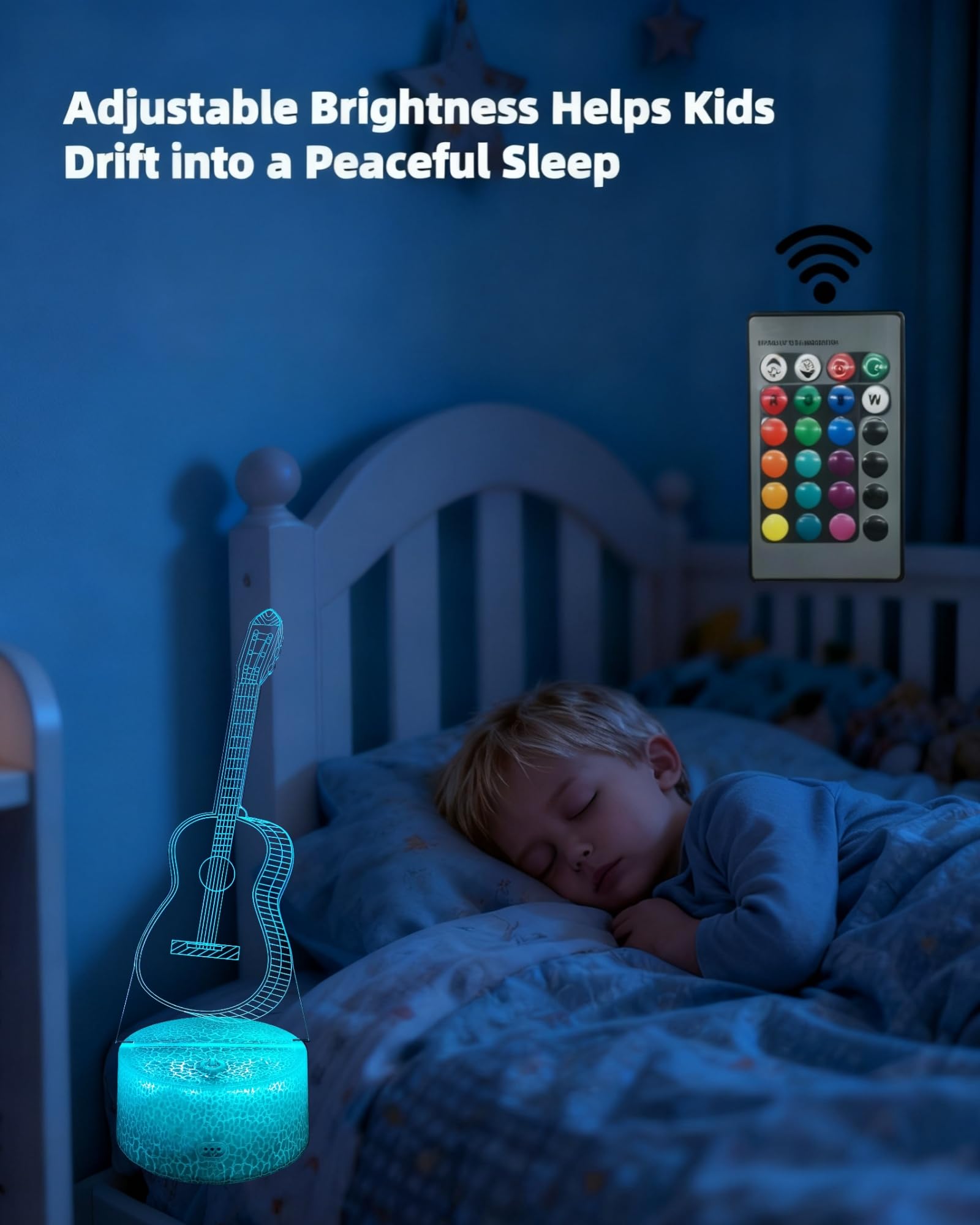 Kenmaca 3D Illusion Music Note Lamp, Multicolor, Touch & Remote Control, 16 Colors, Dimmable Night Light for Kids Bedroom