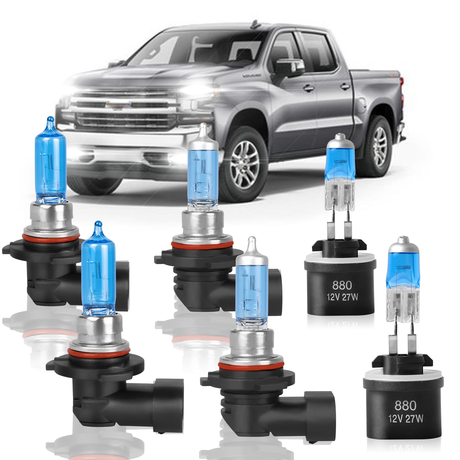 XRDHJI Fit for 1999 2000 2001 2002 Chevy Silverado 1500 2500 3500 High Performance Halogen Headlight Bulbs,9005 High Beam + 9006