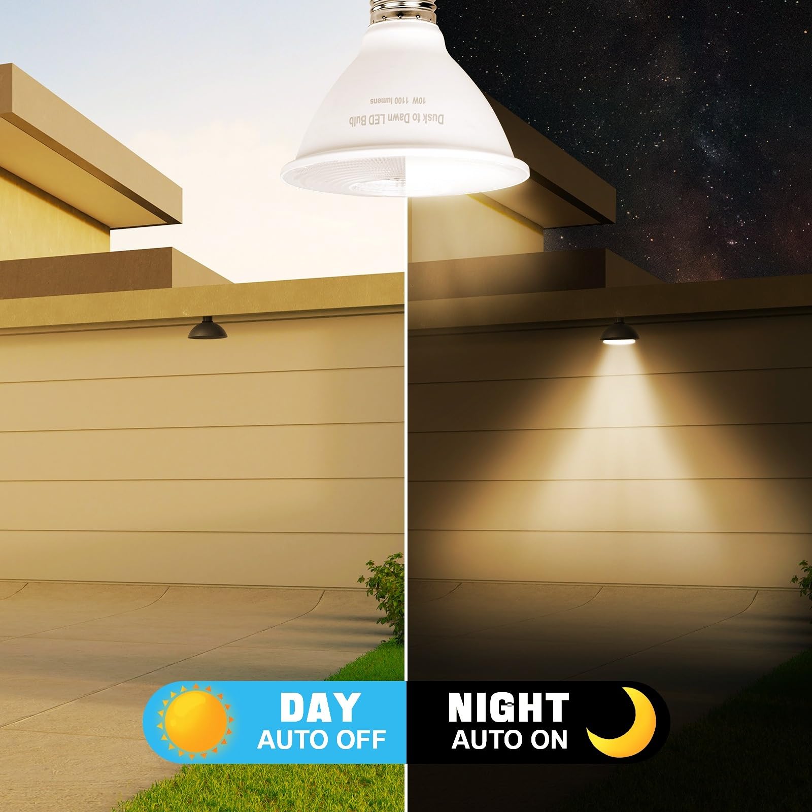 Bmxkpo Par30 Short Neck Outdoor Led Flood Light Bulbs,Dusk To Dawn Light Bulbs 10W, Led Photocell Sensor,1100Lm Equivalent 100W,