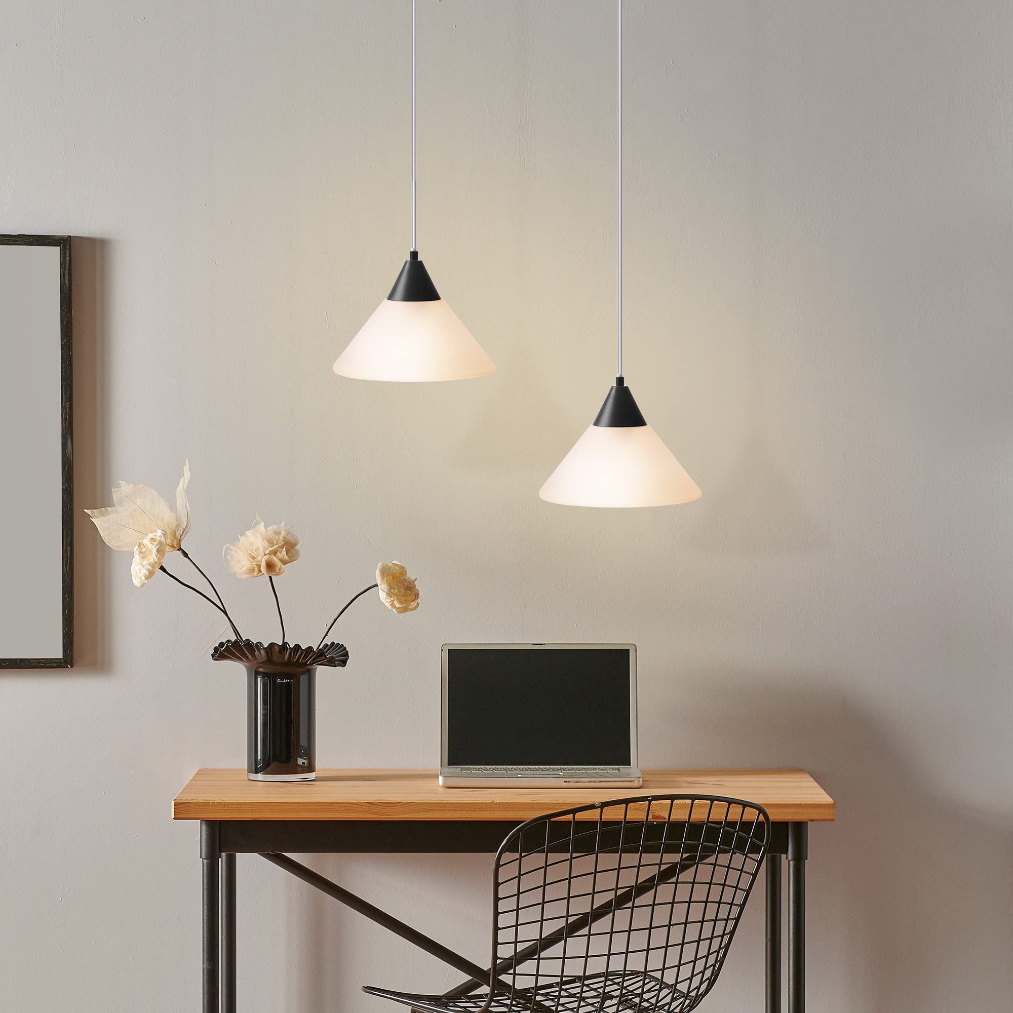 DEWENWILS Hanging Pendant Light Plug in, Hanging Light with Plug in Cord 15FT On/Off Switch, Pendant Light Fixture with Frosted