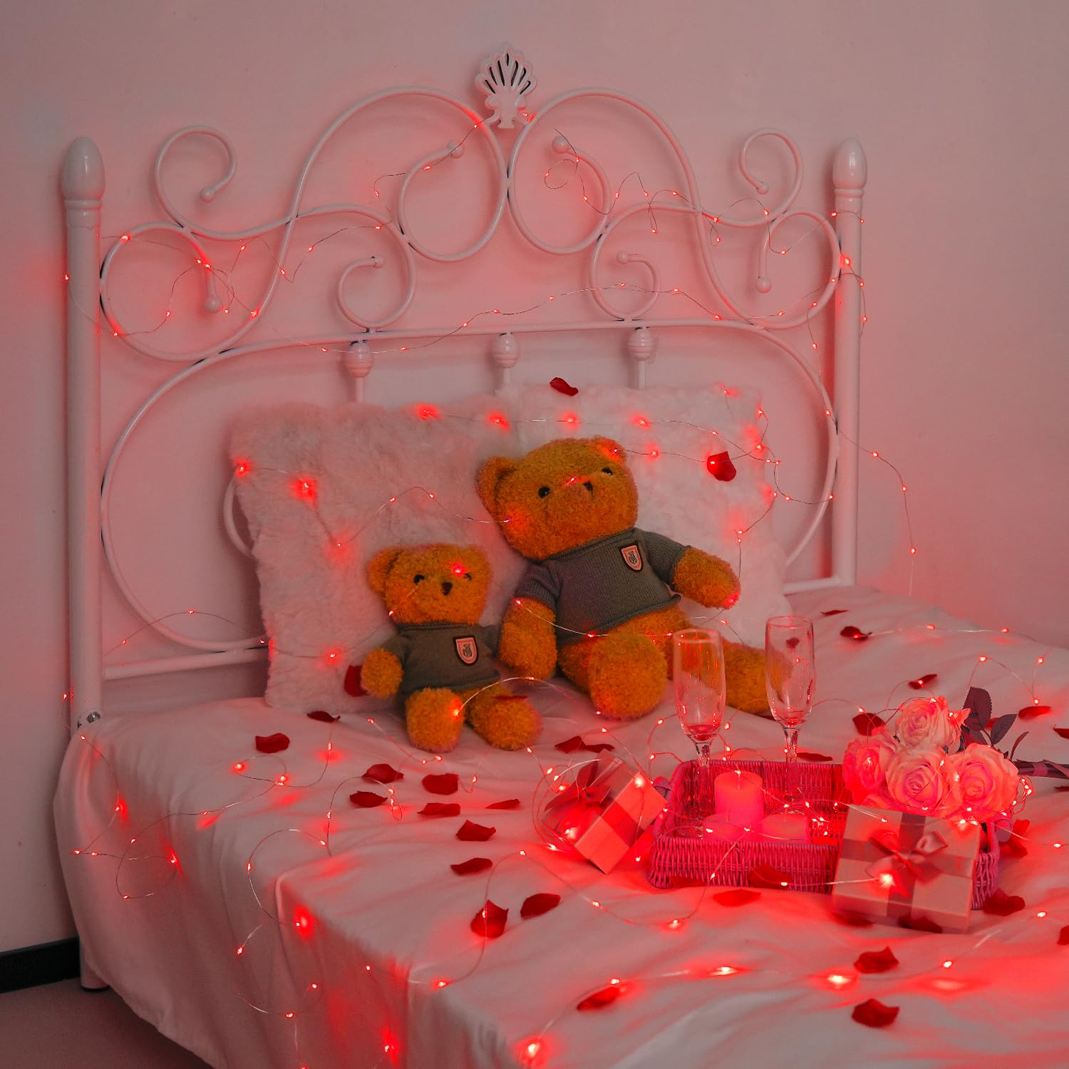 Jmexsuss 200 Led Red Fairy Lights, 66 Ft 8 Modes Red Christmas Lights Indoor Plug In With Wheel, Remote Control Red Twinkle Ligh