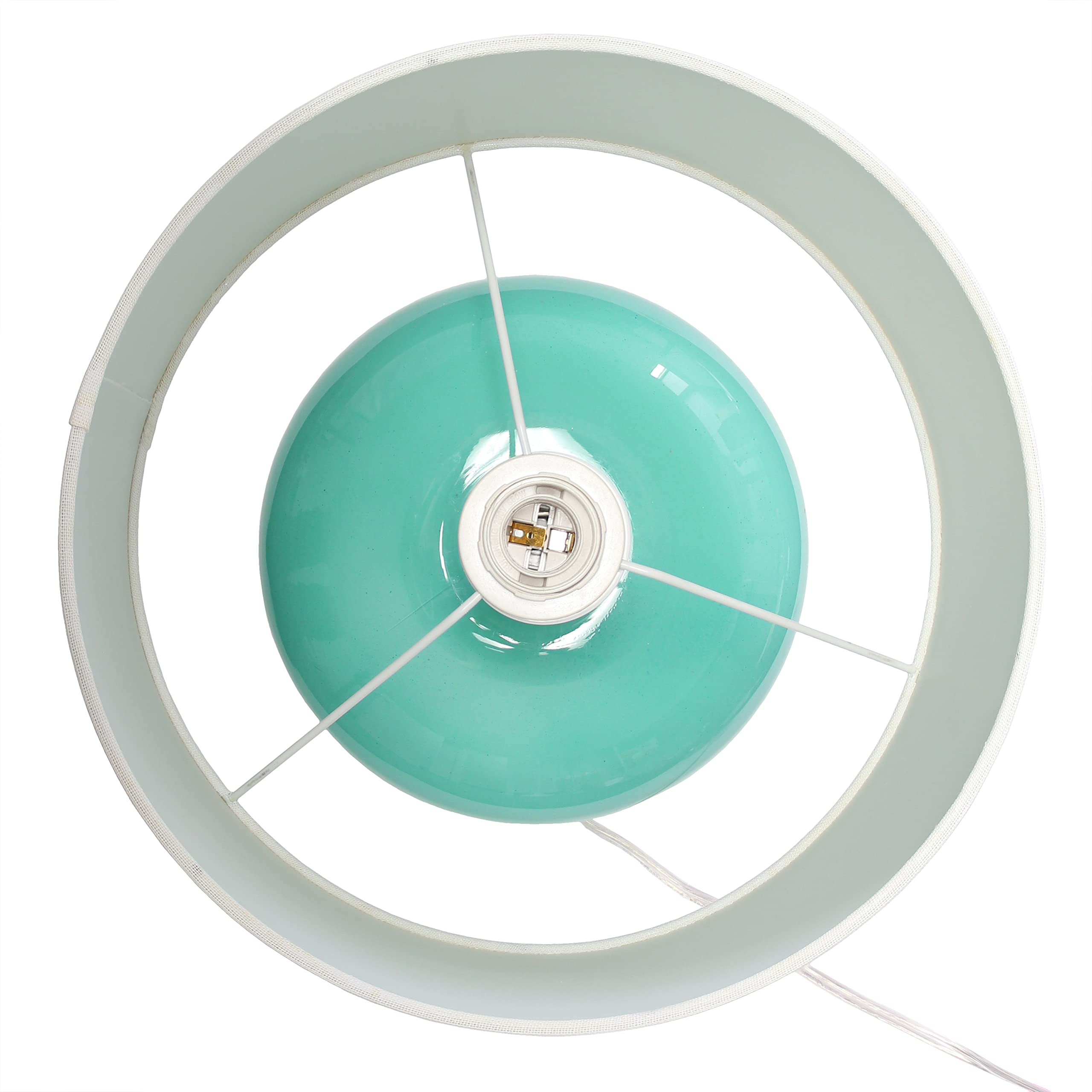Elegant Designs LT1127-AQU Ceramic Table Lamp, 15.25in Modern Design, Aqua Color, White Fabric Shade