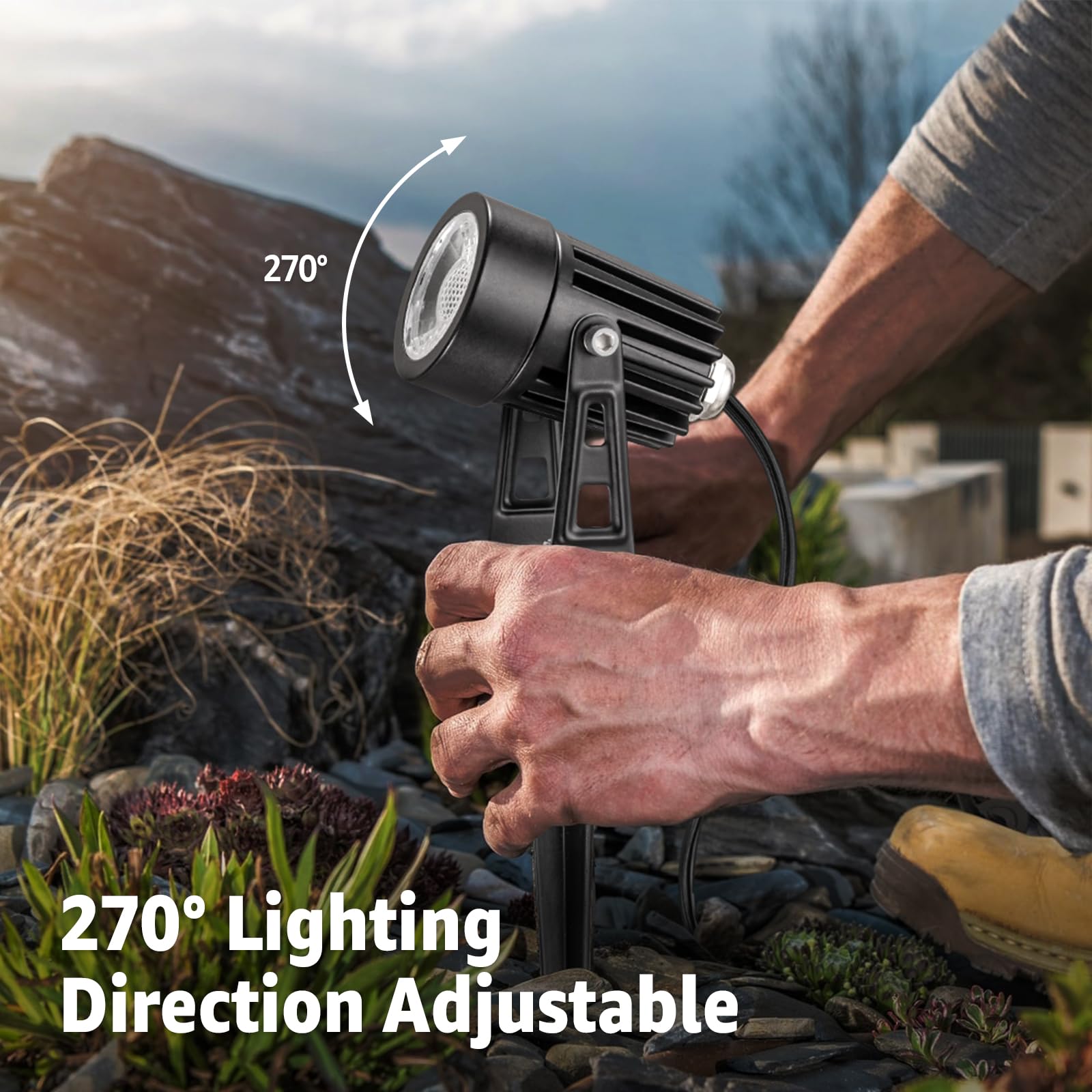 SUNVIE LED Landscape Spotlights, 3W, 3000K Warm White, Waterproof, Black, Model CLWS0304C, 4 Pack