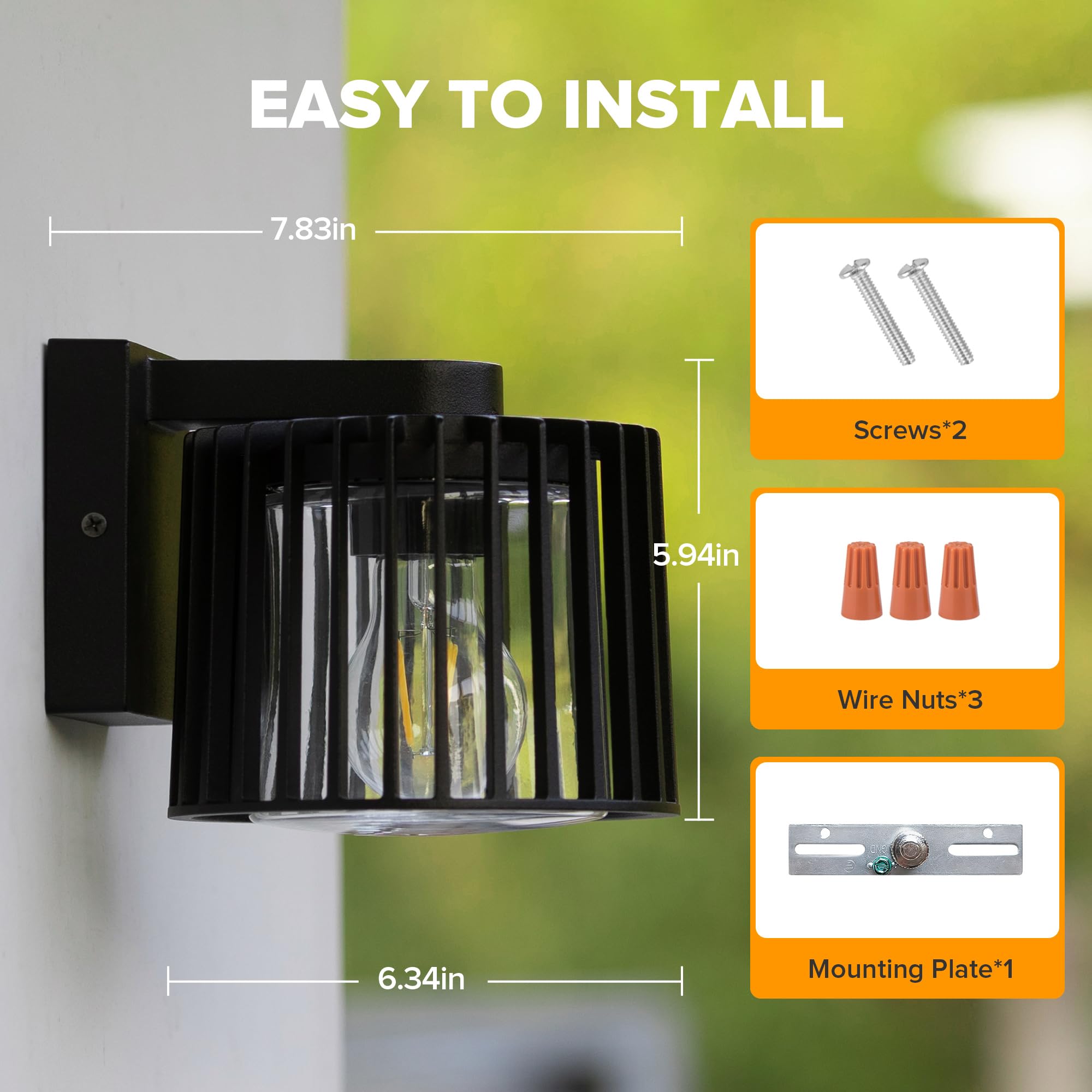 LUTEC Outdoor Wall Lantern, Exterior Waterproof Wall Sconce Light Fixtures, Aluminum Black Front Door Porch Lights Wall Mount Li