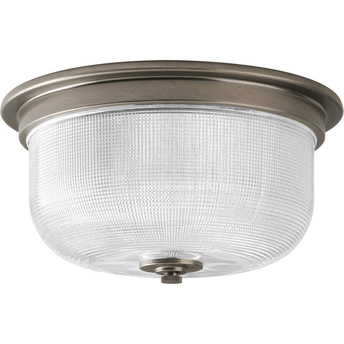 Progress Lighting Med Flush Mount Fixture, 2 x 75W, Antique Nickel, Model P3740-81, Glass