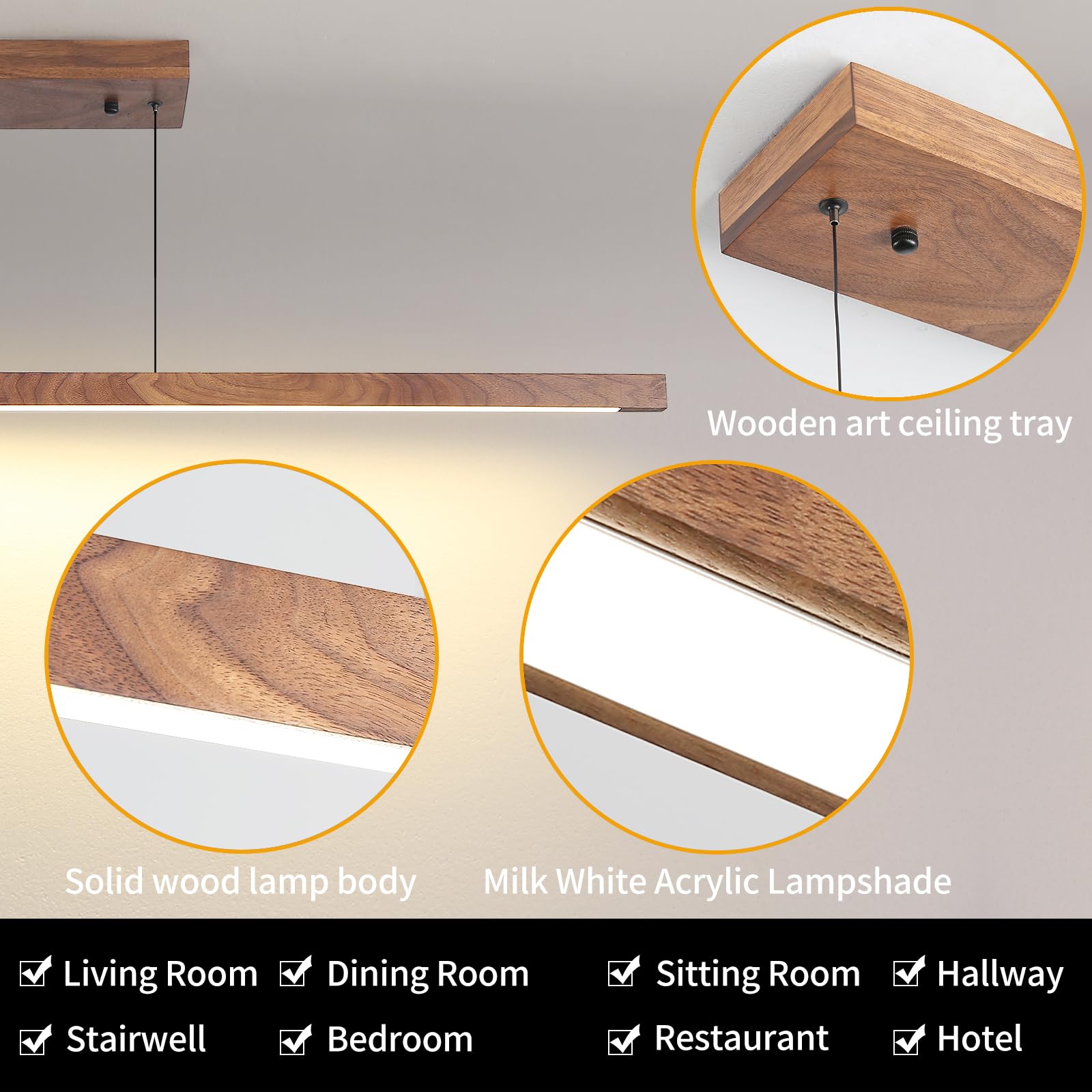 Linear Pendant Light, Modern Chandeliers For Dining Room, Dimmable Pool Table Island Lights For Kitchen, Led Ceiling Pendant Lam