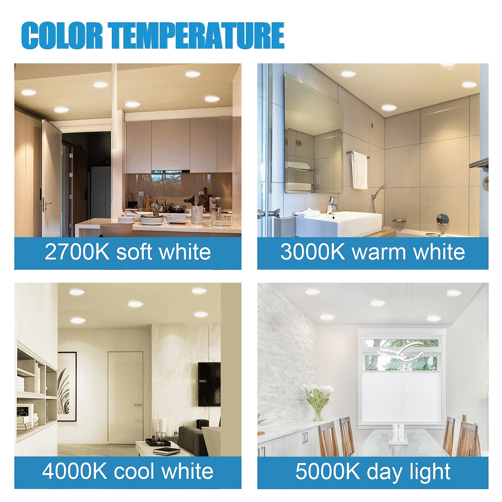 ECOELER 10 Pack 6 Inch LED Downlight, 16.5W 1000Lm, 5000K Day Light, Brushed Nickel Finish, Model CDR616D