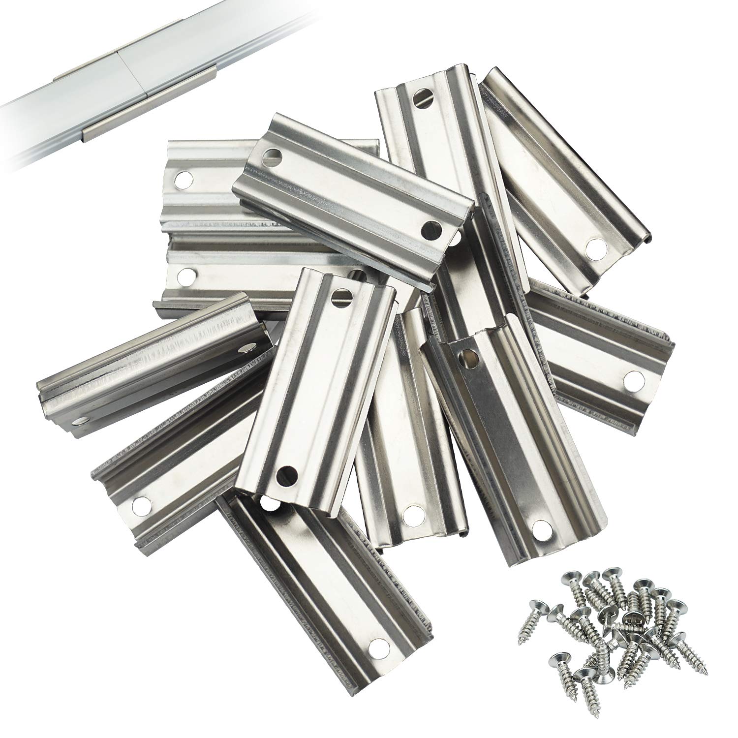Muzata LED Channel Extension Connectors 20Pack, Model LCB1, Metal, Fits U1SW U101 U107 U108, 17MM Width U Shape