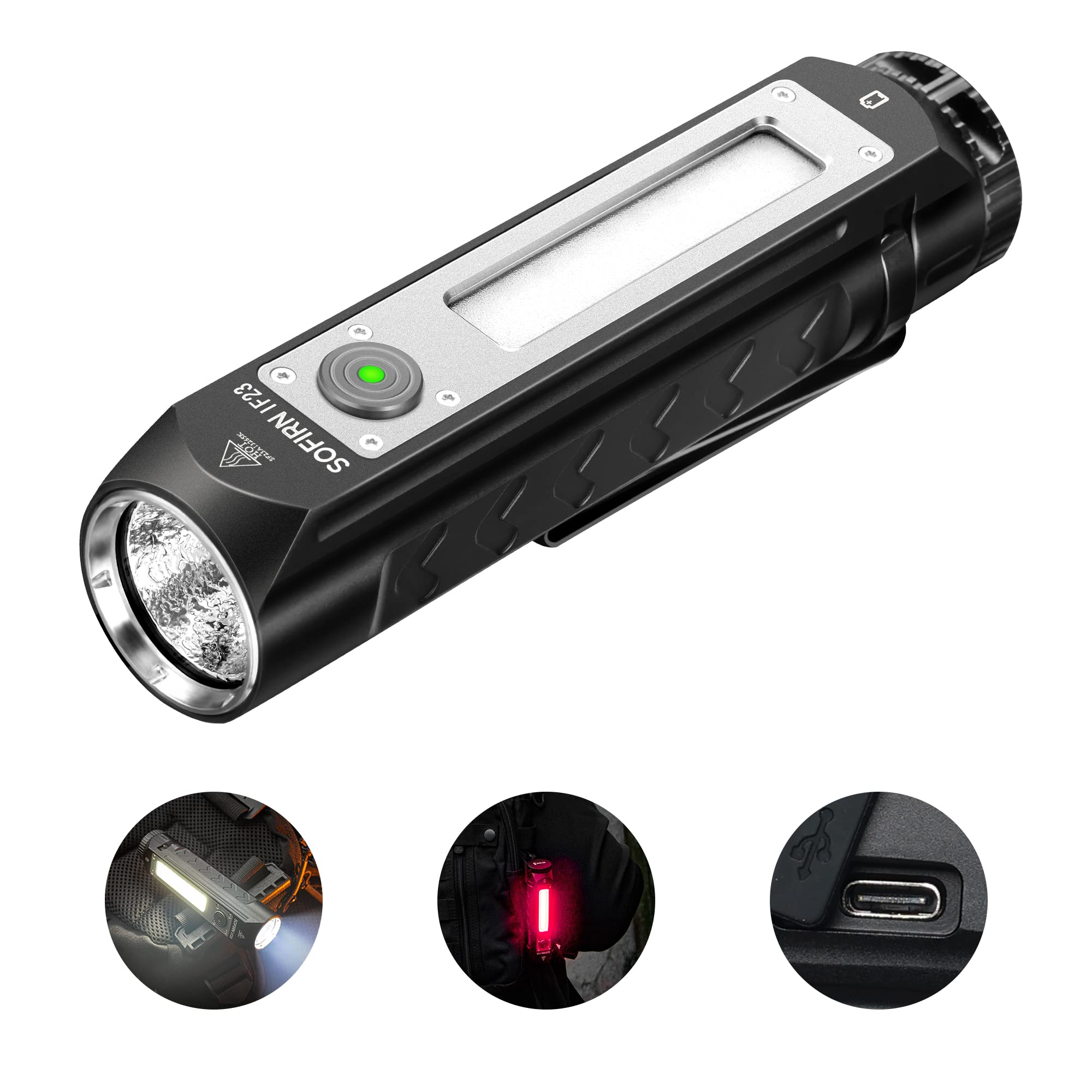 Csteboke Rechargeable High Lumens Flashlight, 4000Lm Edc Led Emergency Light, Rgb Magnetic
