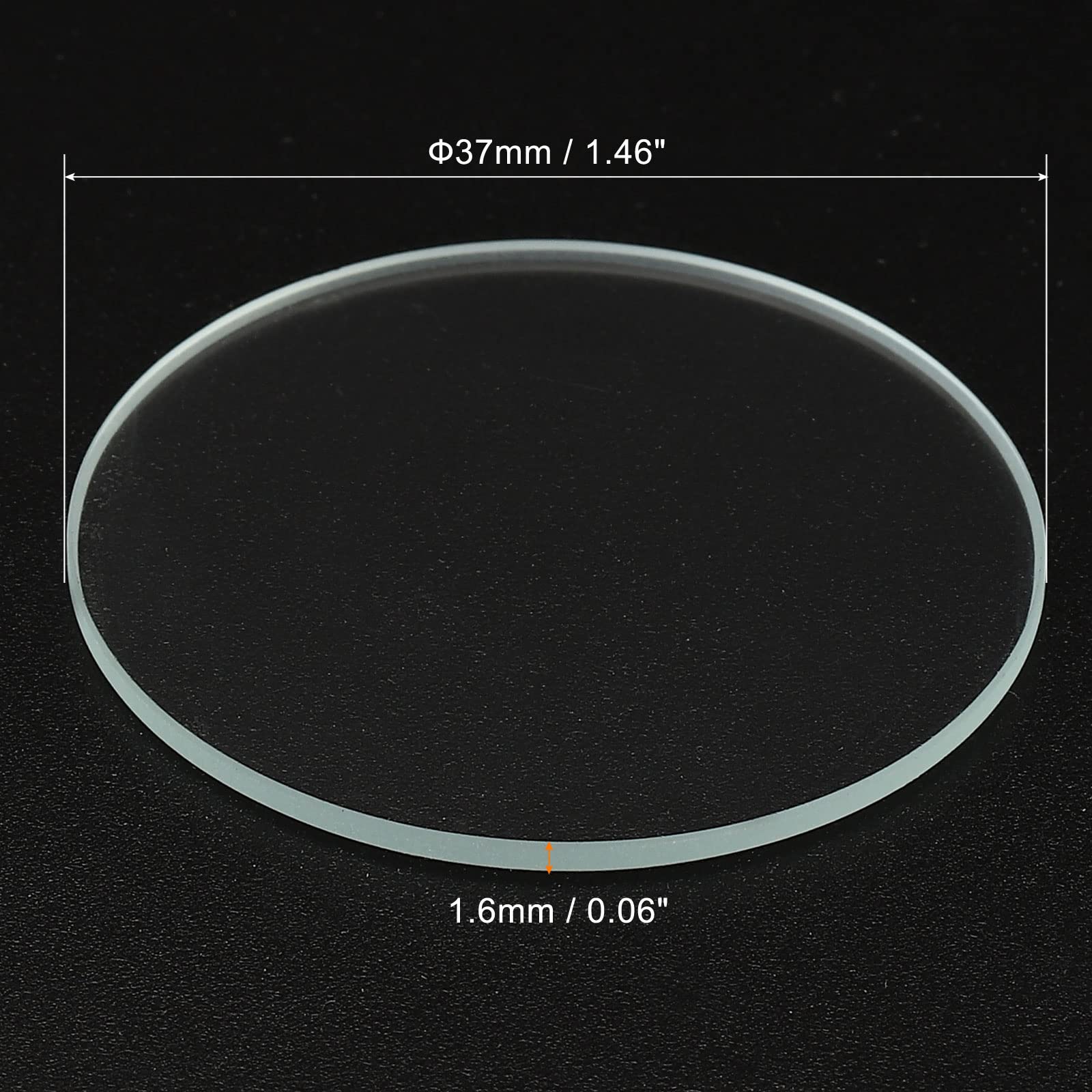 Patikil 1.46X0.06 Dia Flashlight Glass Lens, 2 Pcs Polished Edge Glass Lens For Led Light Source Lens Handheld Flashlight Replac
