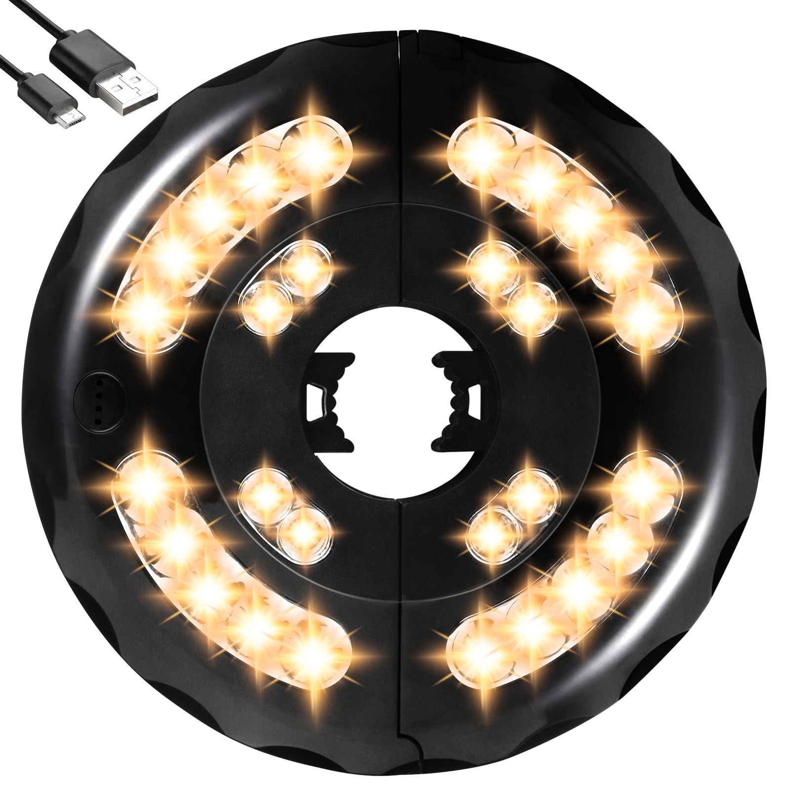 INKEER Dual-Power Patio Umbrella Light-Rechargeable & Battery Operated Umbrella Lights,3 Lighting Modes Cordless,Umbrella Pole L