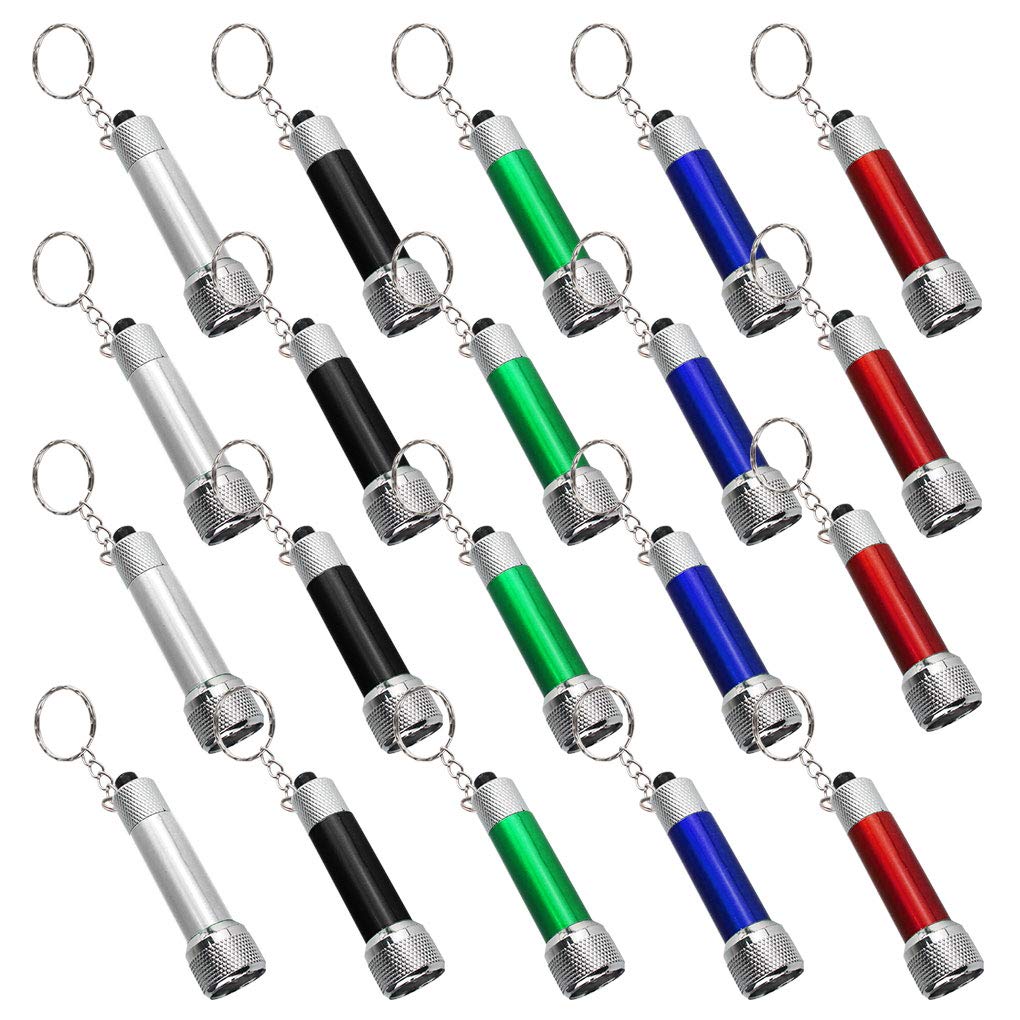 Bantoye Mini LED Flashlights, 20 Packs, 2.7 Inch Keychain, Aluminum, Green, Model CQC001