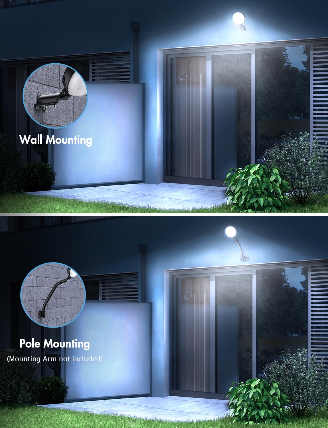 MOONTIP 150W LED Barn Light, 20000LM Dusk to Dawn, Adjustable Photocell, IP66 Waterproof, 6500K Daylight, Black - 1 Pack